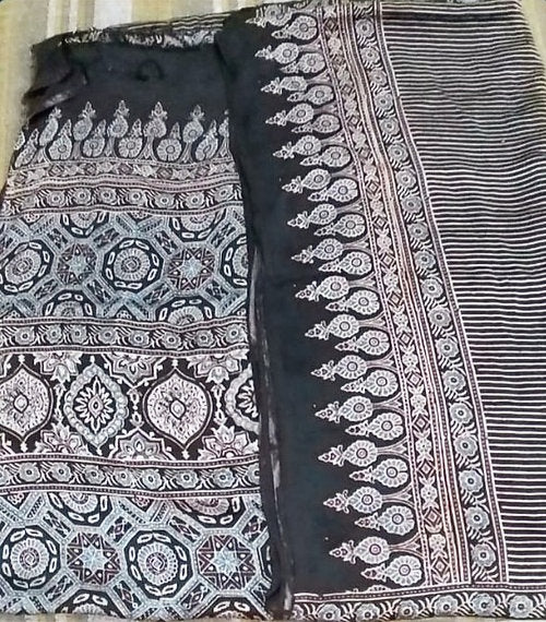 Authentic Ajrakh Modal Silk Saree