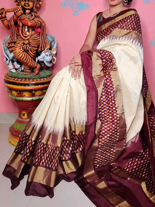Pure Ikkat Silk Pattu Saree With Blouse Piece