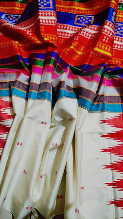 Berhampuri Double Pallu Silk Saree With Rudraksha Border