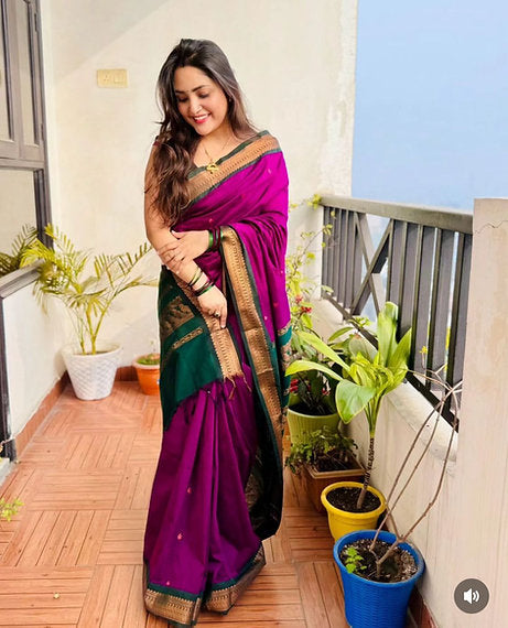 Purple Color Gadwal Cotton Saree
