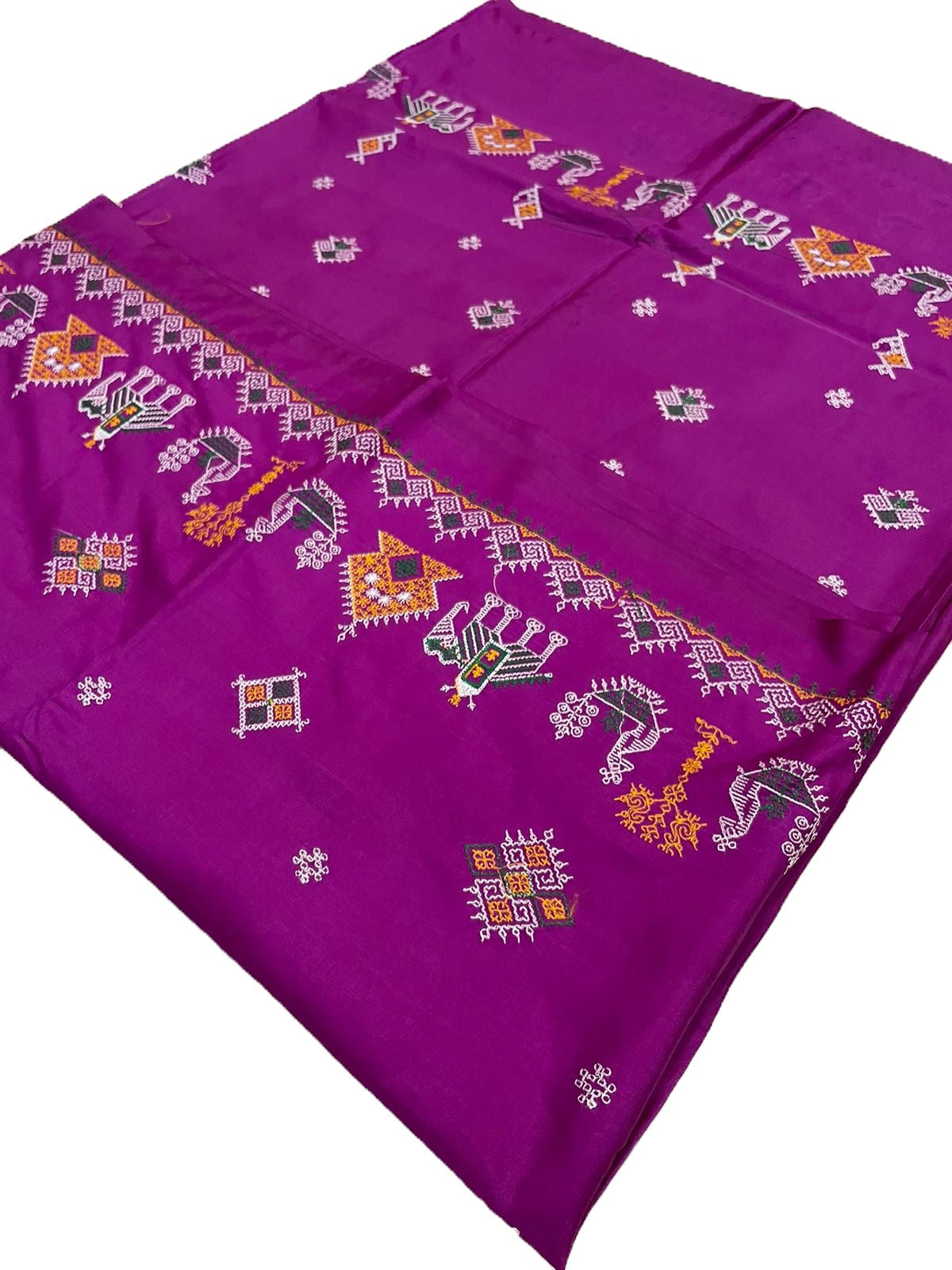 Purple Color Malai Silk Kasuti Work Saree