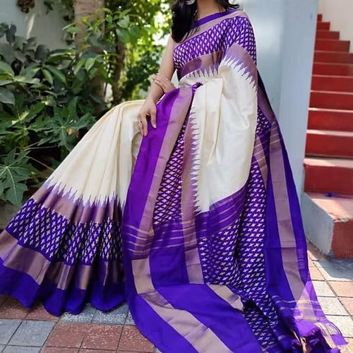 Pure Ikkat Silk Pattu Saree With Blouse Piece