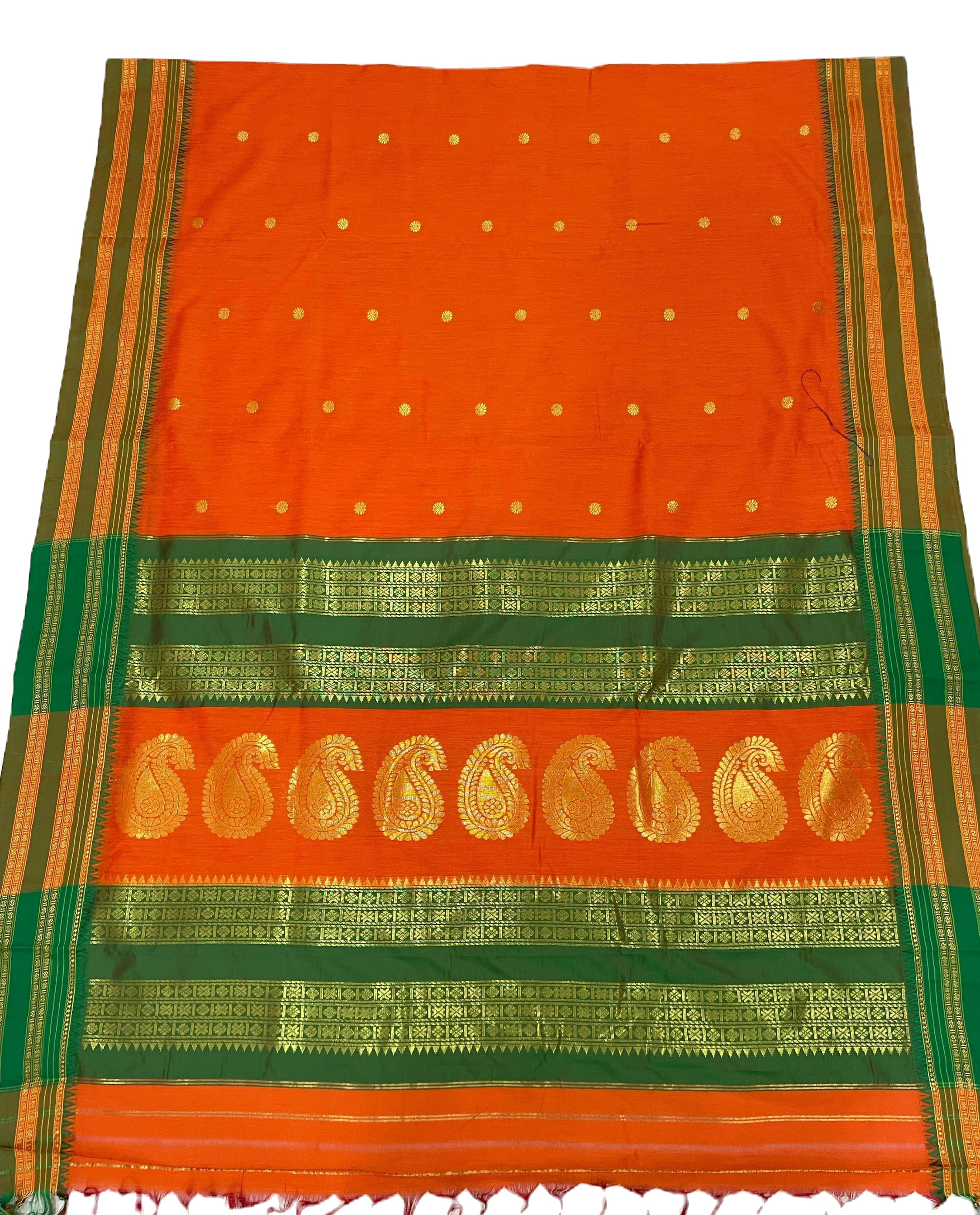 Vibrant Orange Narayanpeth Border Saree–South Indian Wedding Special