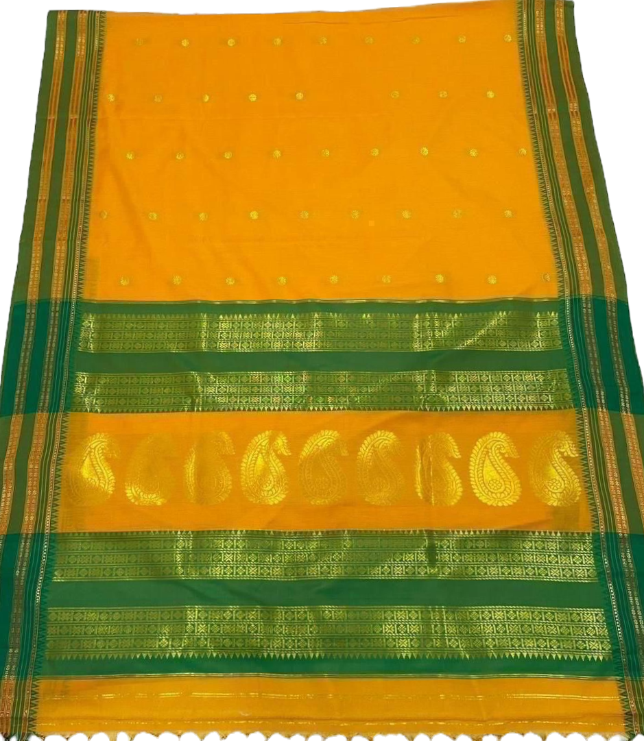 Bright Yellow Special Narayanpeth Border Golden Pallu Saree