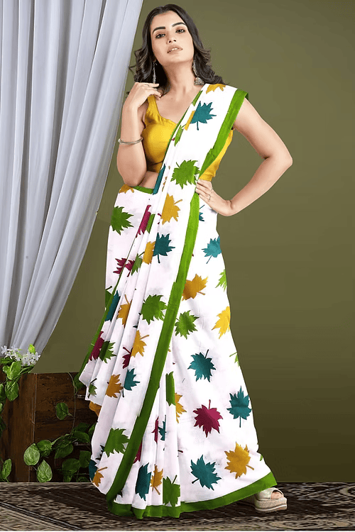 Unique Funky Print | Pure Cotton Khadi Saree