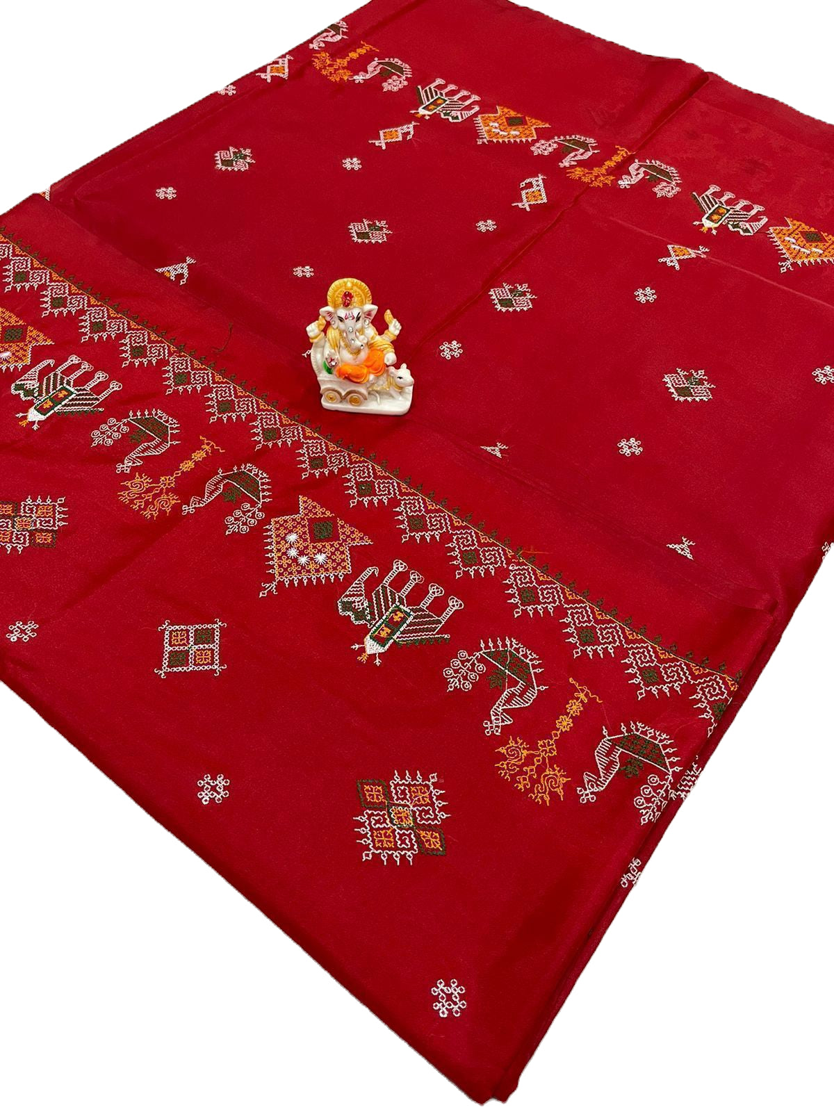 Red Malai Silk Kasuti Work Saree