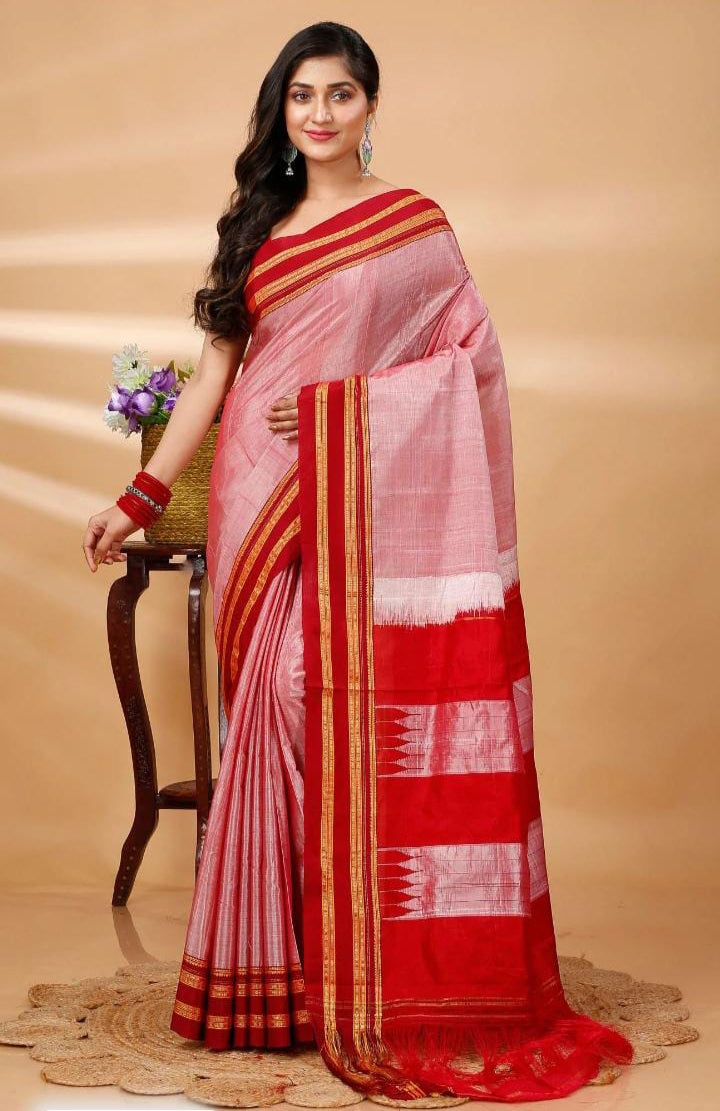 Gayatri Border and Pure Silk Pallu Handloom Cotton Saree