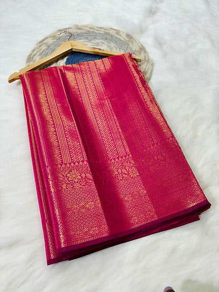 Pink Shade Banarasi Soft Katan Saree With Brocade Blouse Piece