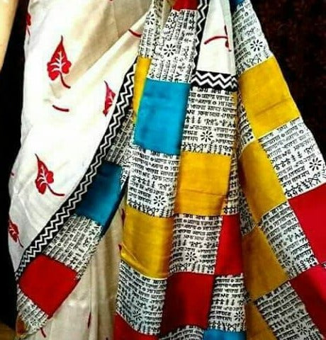 Authentic Block Printed Murshidabad Silk Saree