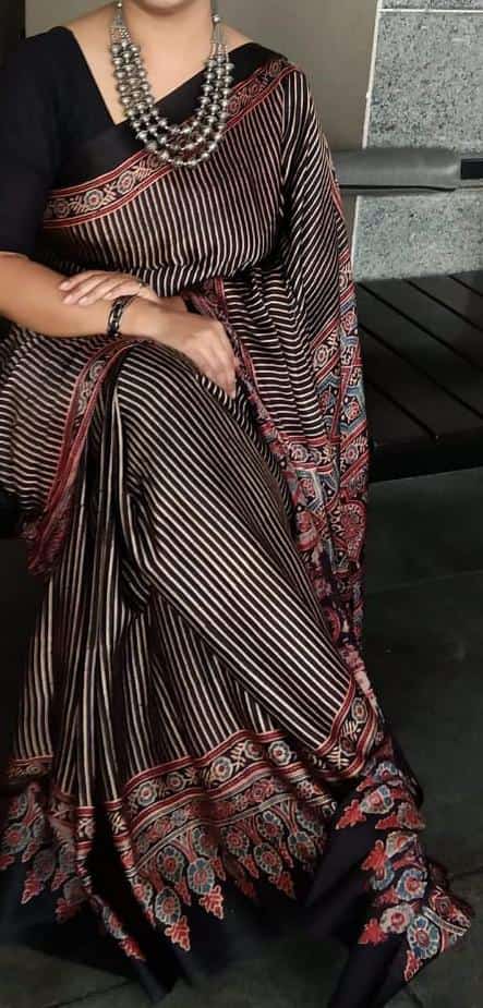 Authentic Ajrakh Modal Silk Saree