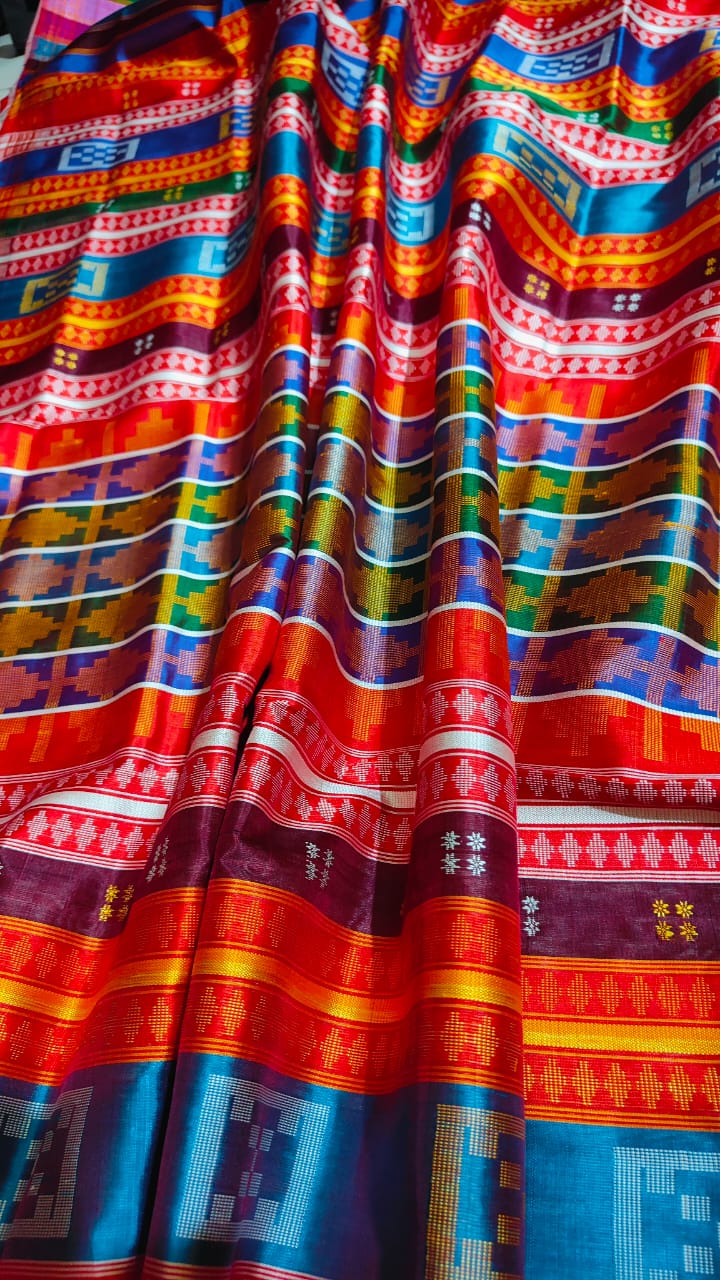 Berhampuri Double Pallu Silk Saree With Rudraksha Border