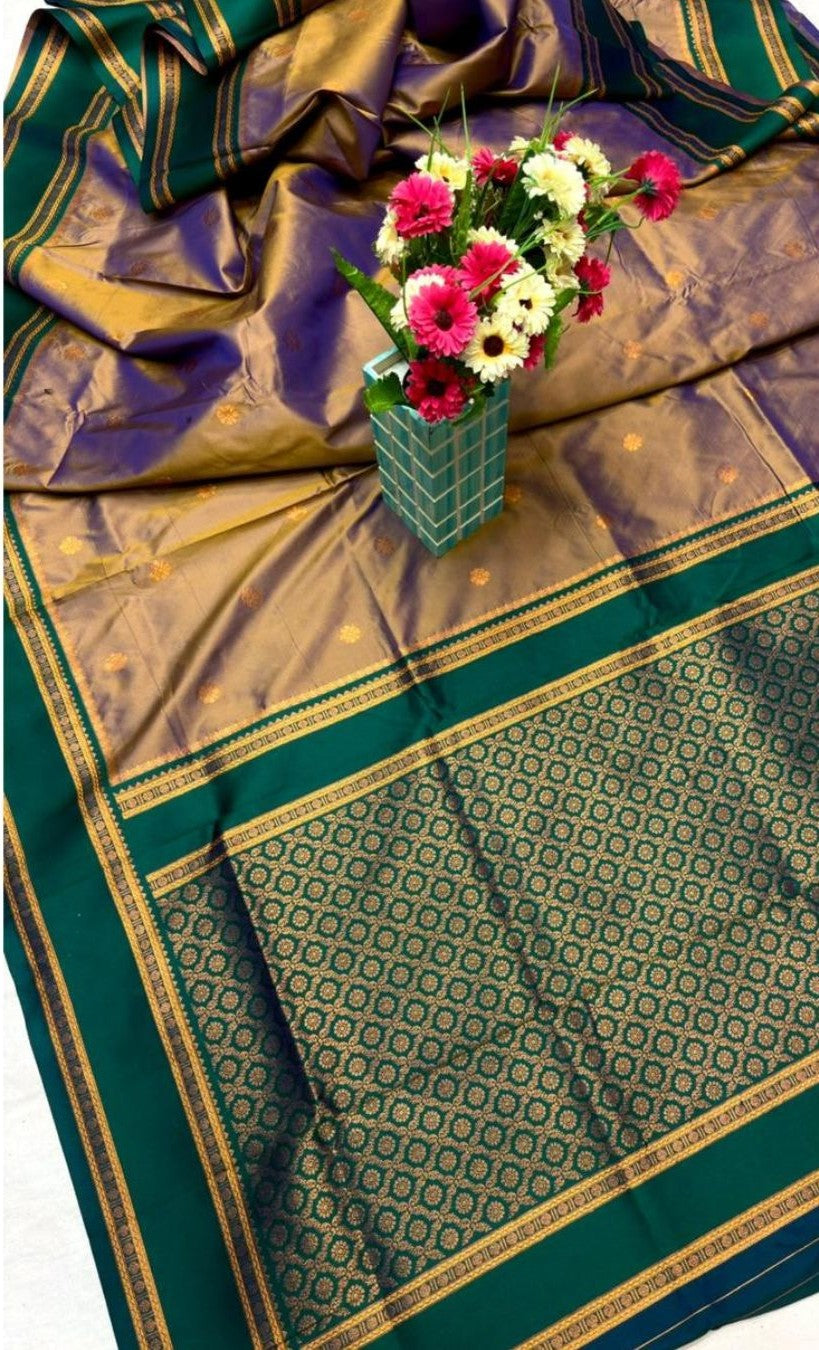 Green & Gold Traditional Maharashtrian Silk Saree