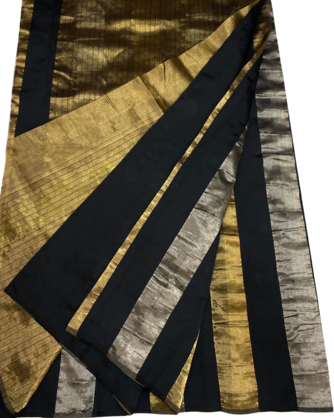 Chanderi Pattu Tissue Silk Stripe Pattern Saree