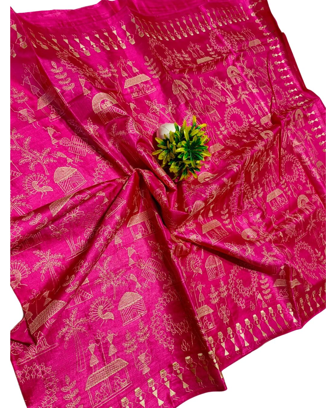 Semi Tussar Embroidery Work Saree