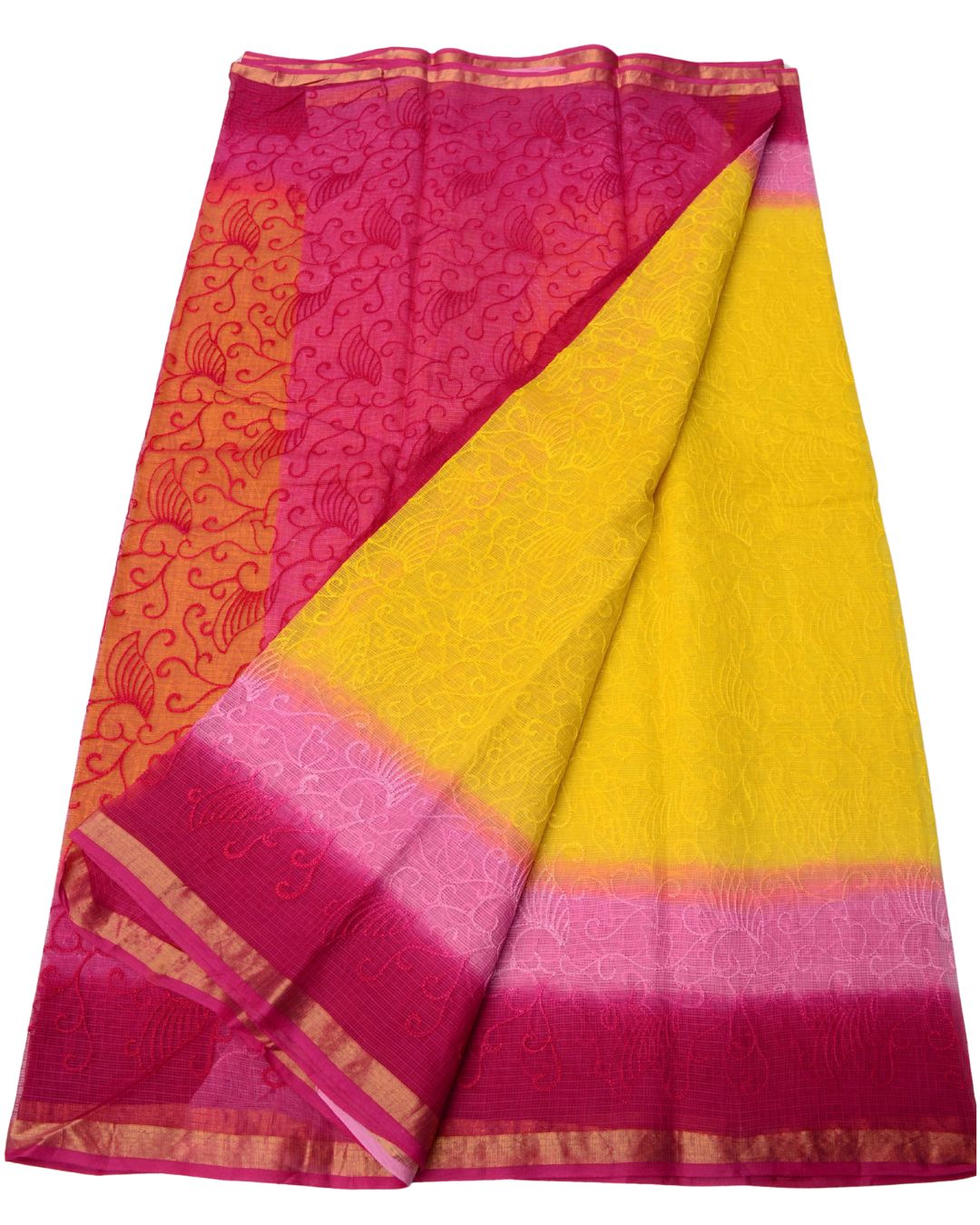 Pure Cotton Kota Doria Embroidery Work Sarees