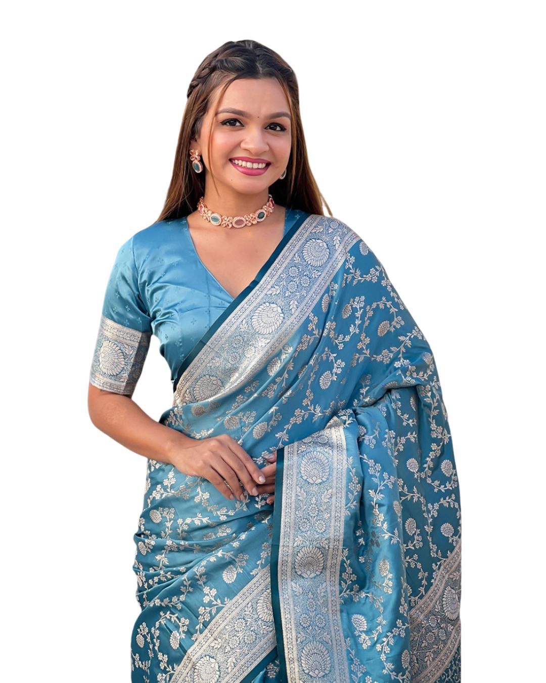 Banarasi Antique Silk Saree Jaal Zari Weaves | Rich Dusty Pastel Elegance