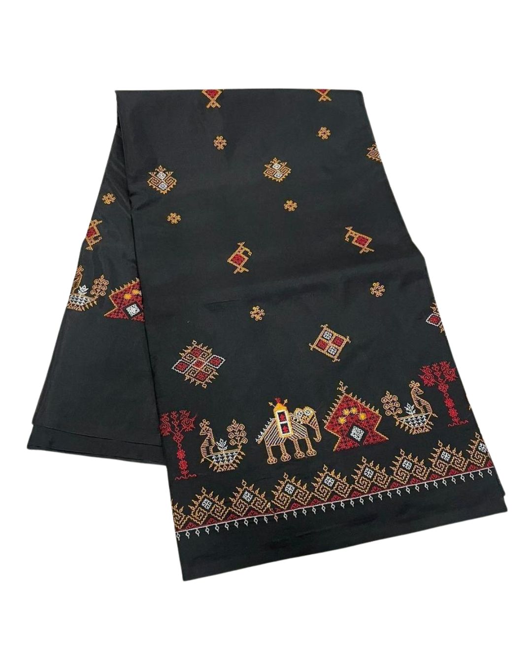 Black Kasuti Work Malai Silk Saree
