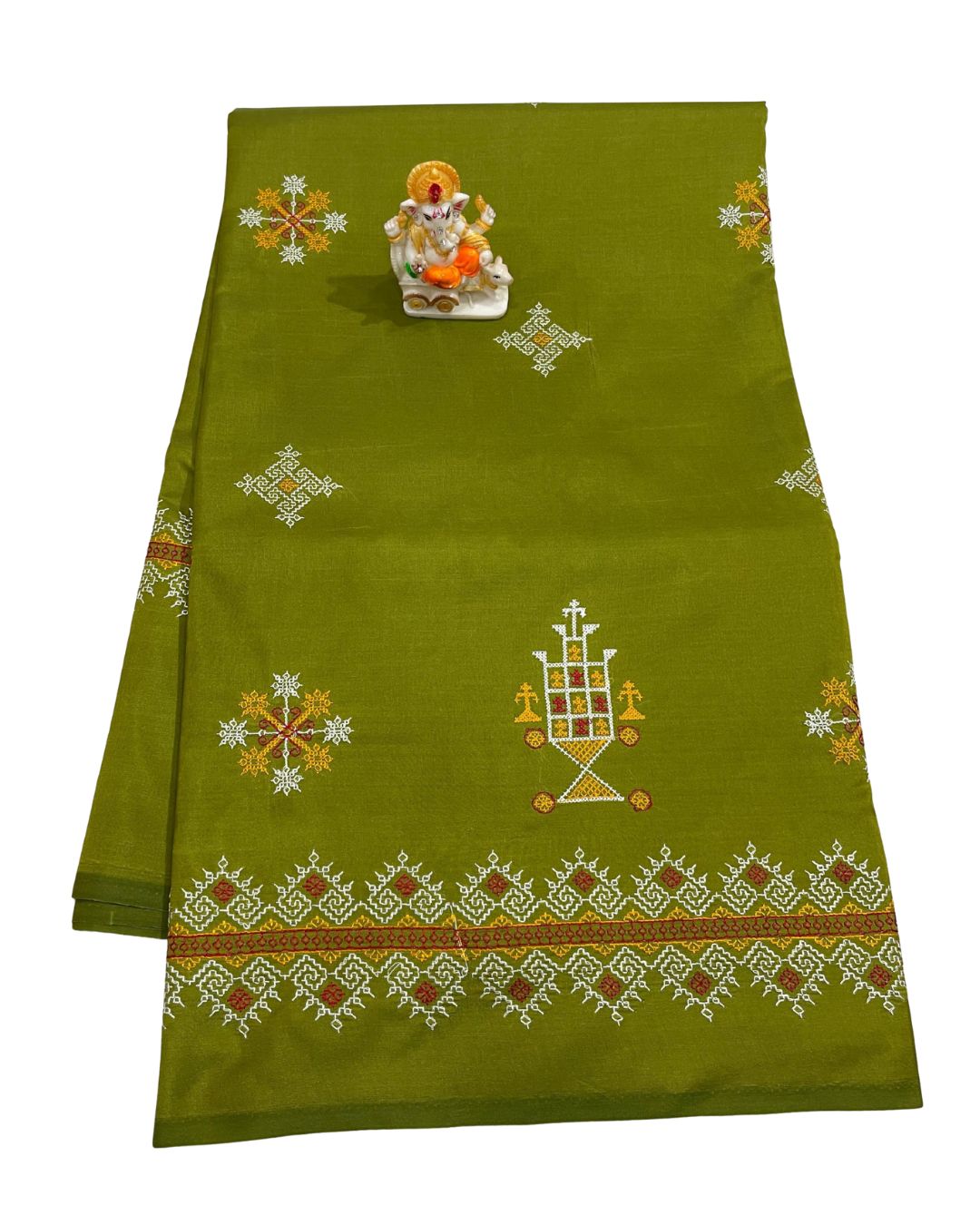 Mehendi Color Kasuti Work Malai Silk Saree