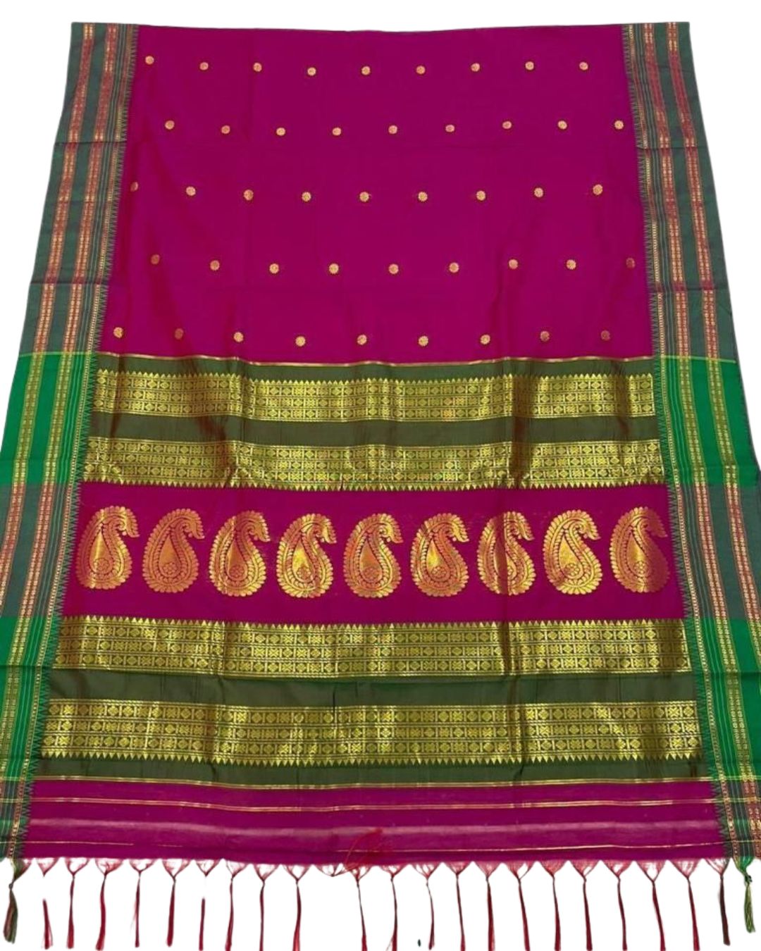 Magenta Pink Narayanpeth Border Cotton Acrylic Saree