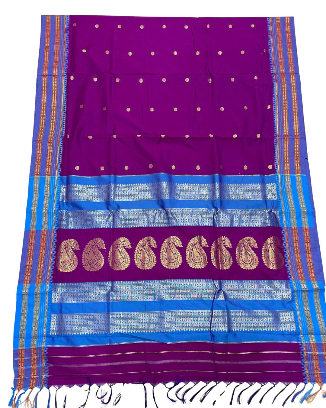 Purple Color Special Narayanpeth Border Golden Pallu Saree