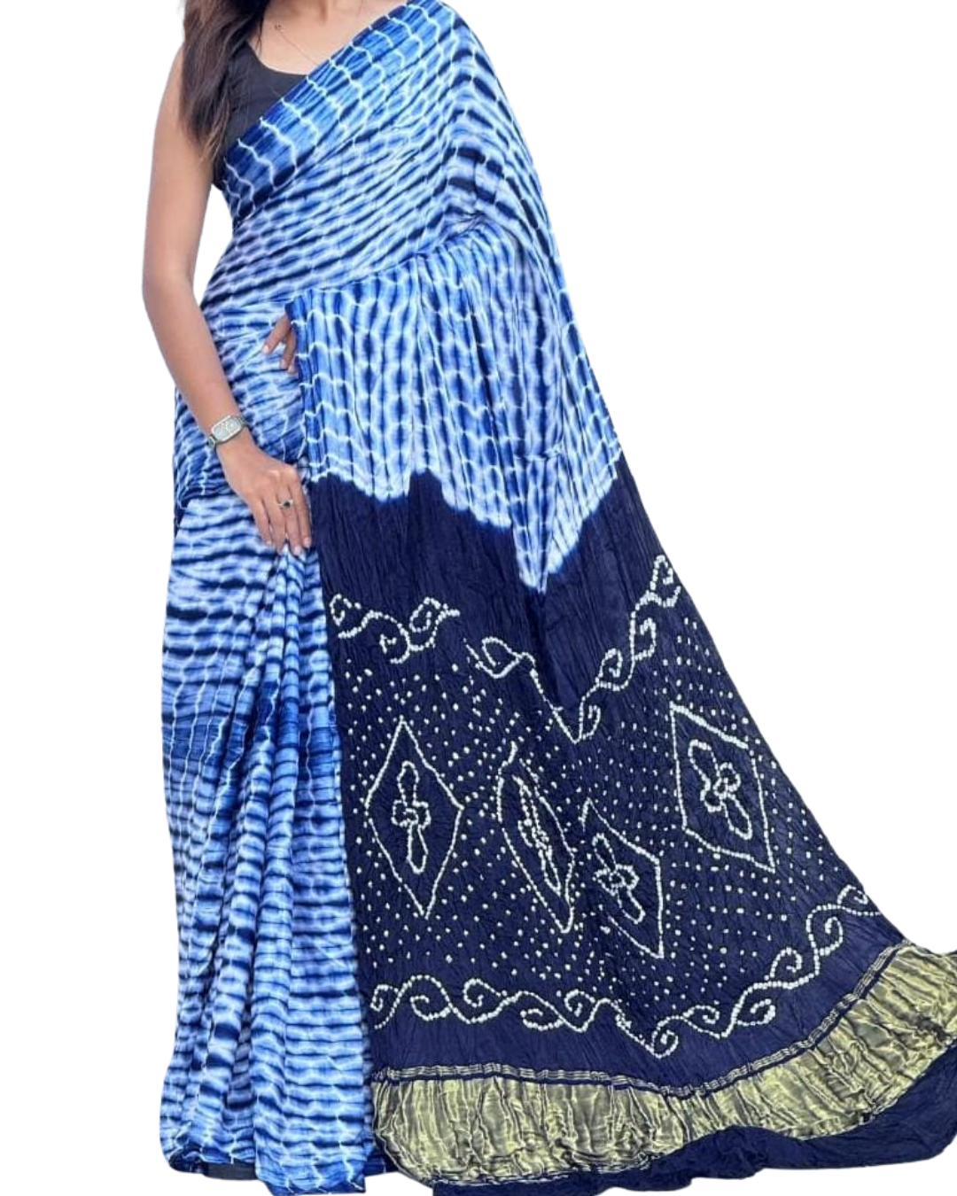 Pure Modal Silk Bandhej Shibori Saree