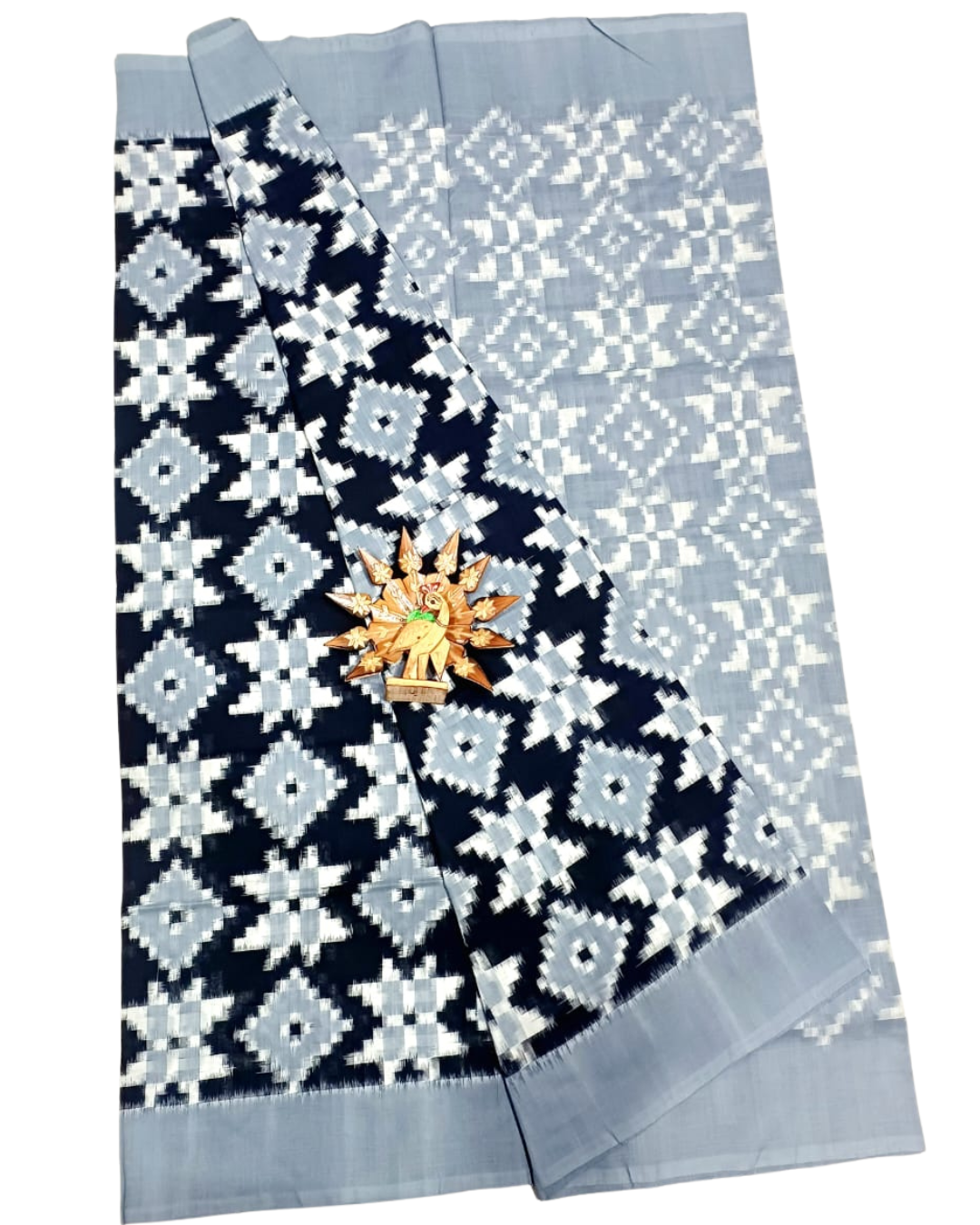 Authentic Telia Rumal Handloom Cotton Saree - Traditional Ikat Weave from Puttapaka
