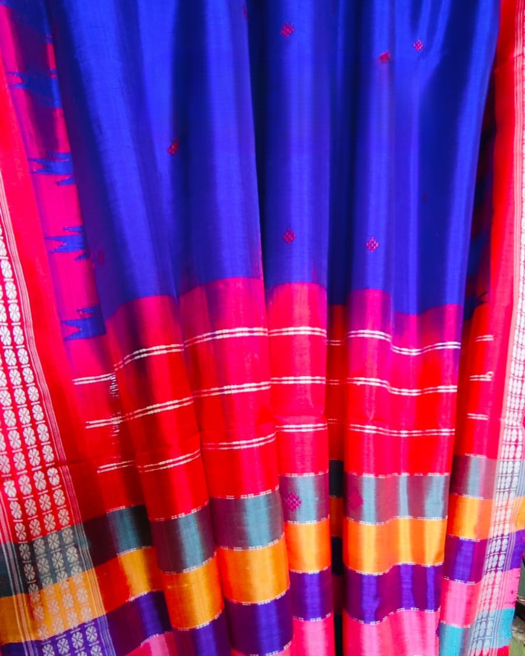 Exclusive Blue Color Berhampuri Double Pallu Silk Saree
