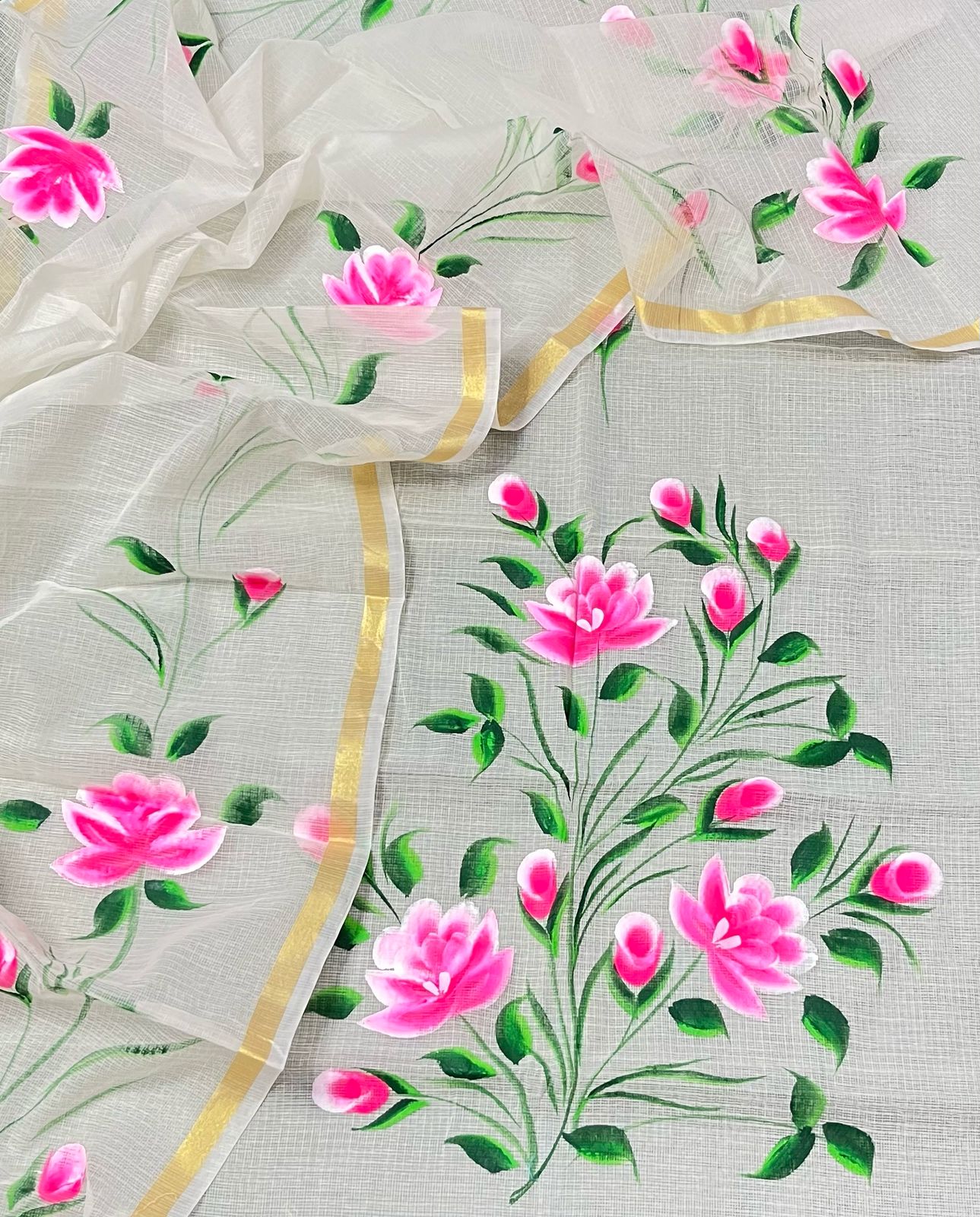 Kota Doria Hand Painting Suit