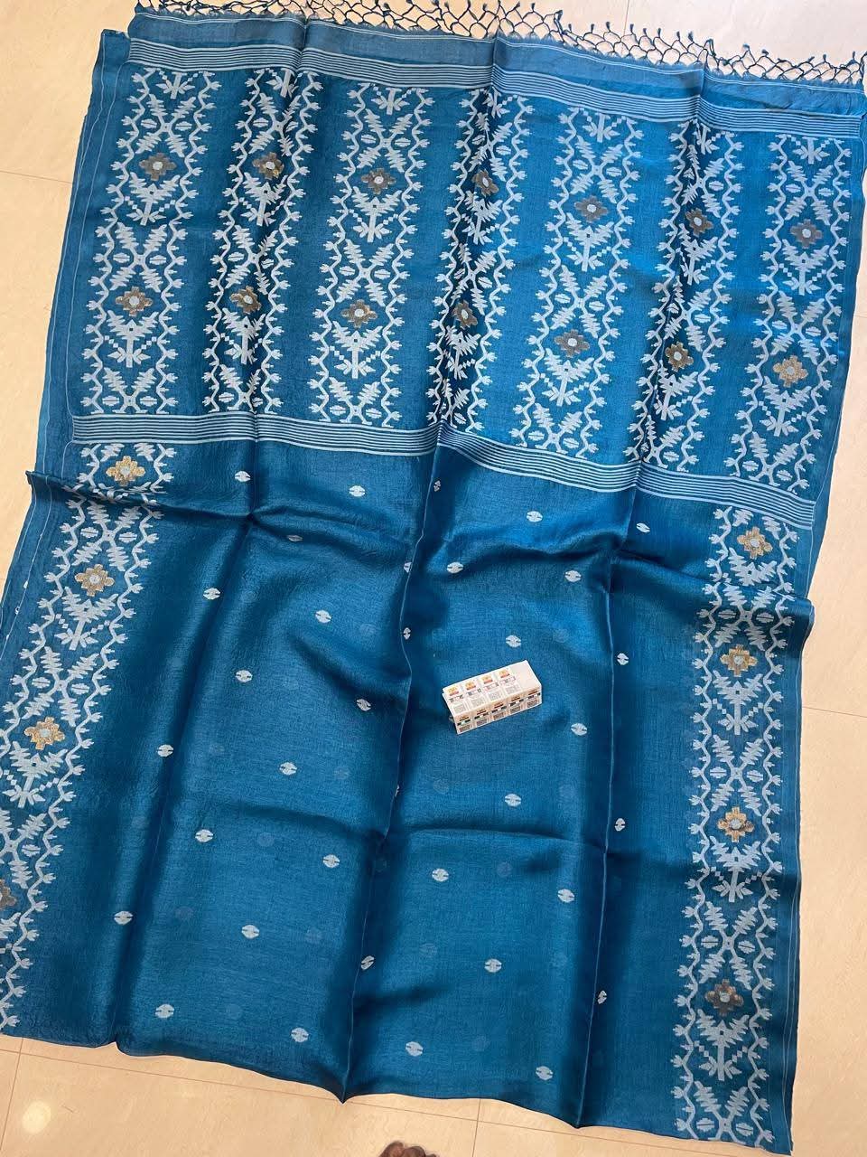 Handmade Pure Tussar Jamdani Saree with Blouse Piece