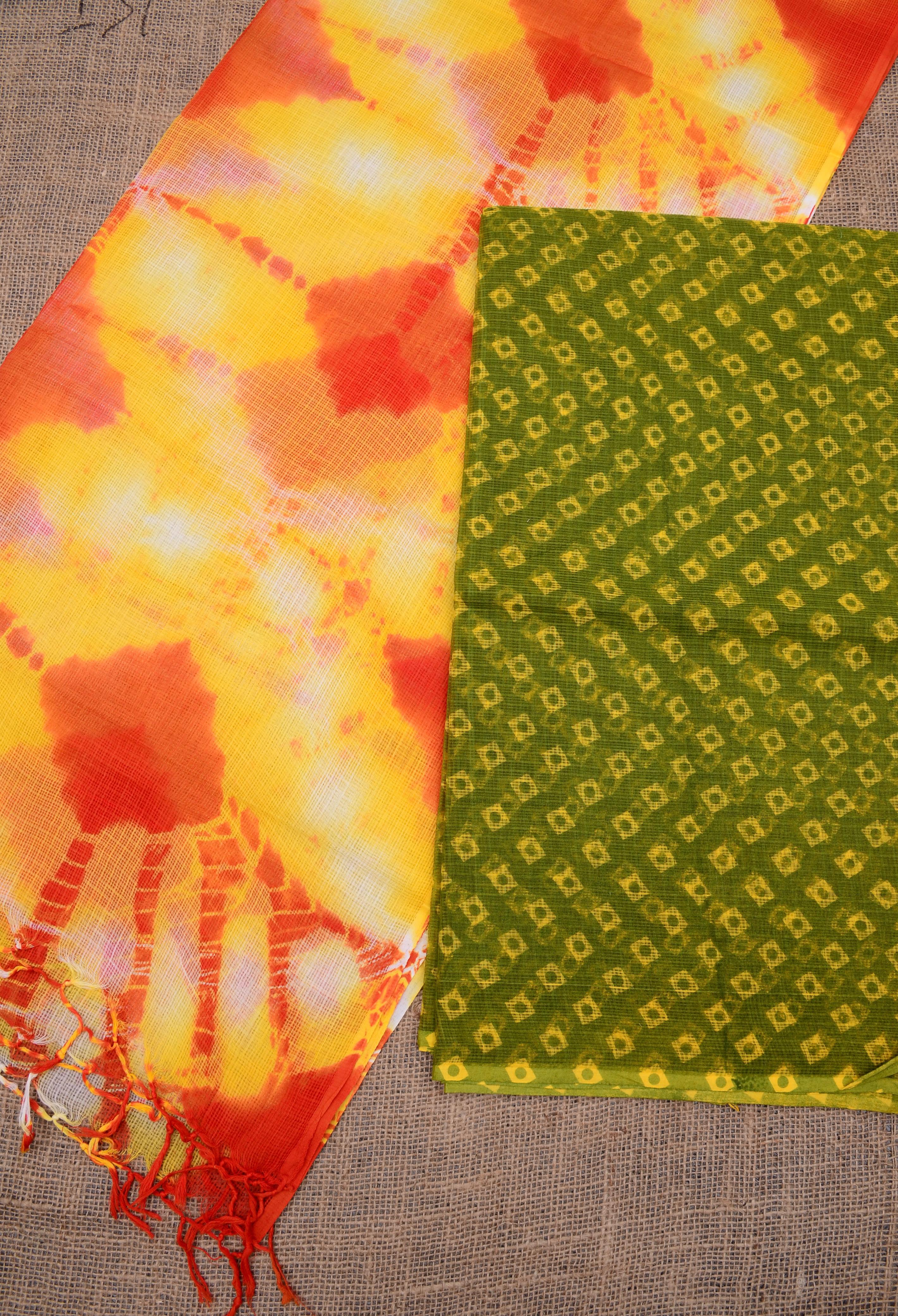 Pure Cotton Kota Doria Bandhej Shibori Salwar Suit