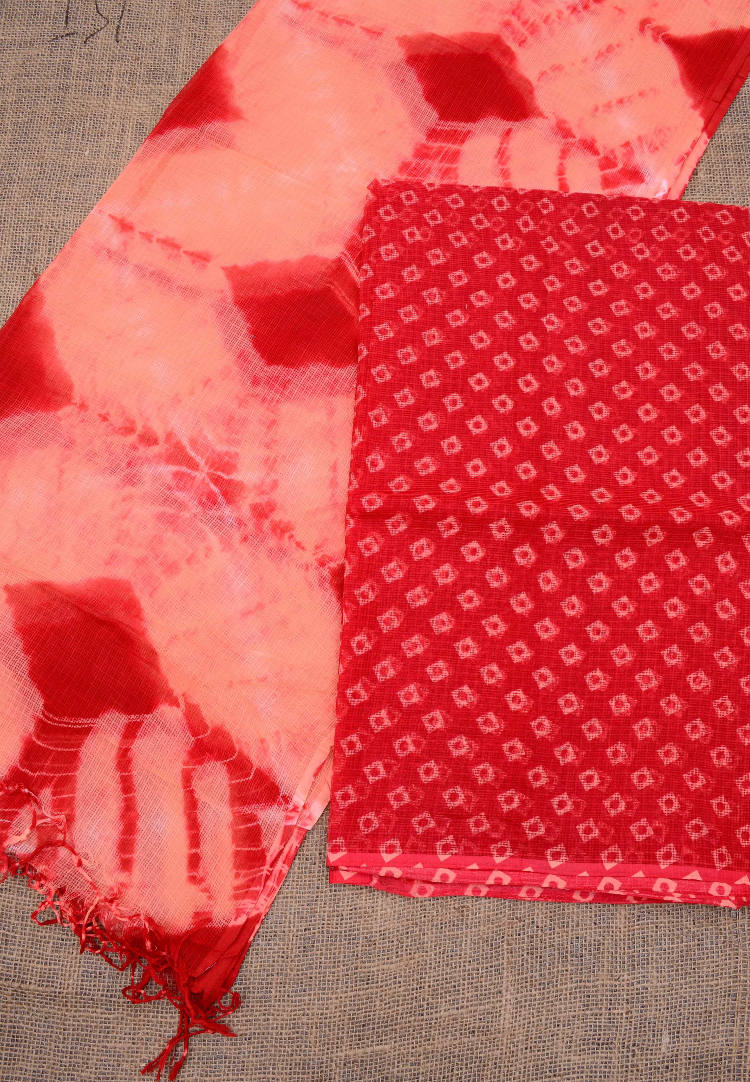 Pure Cotton Kota Doria Bandhej Shibori Salwar Suit