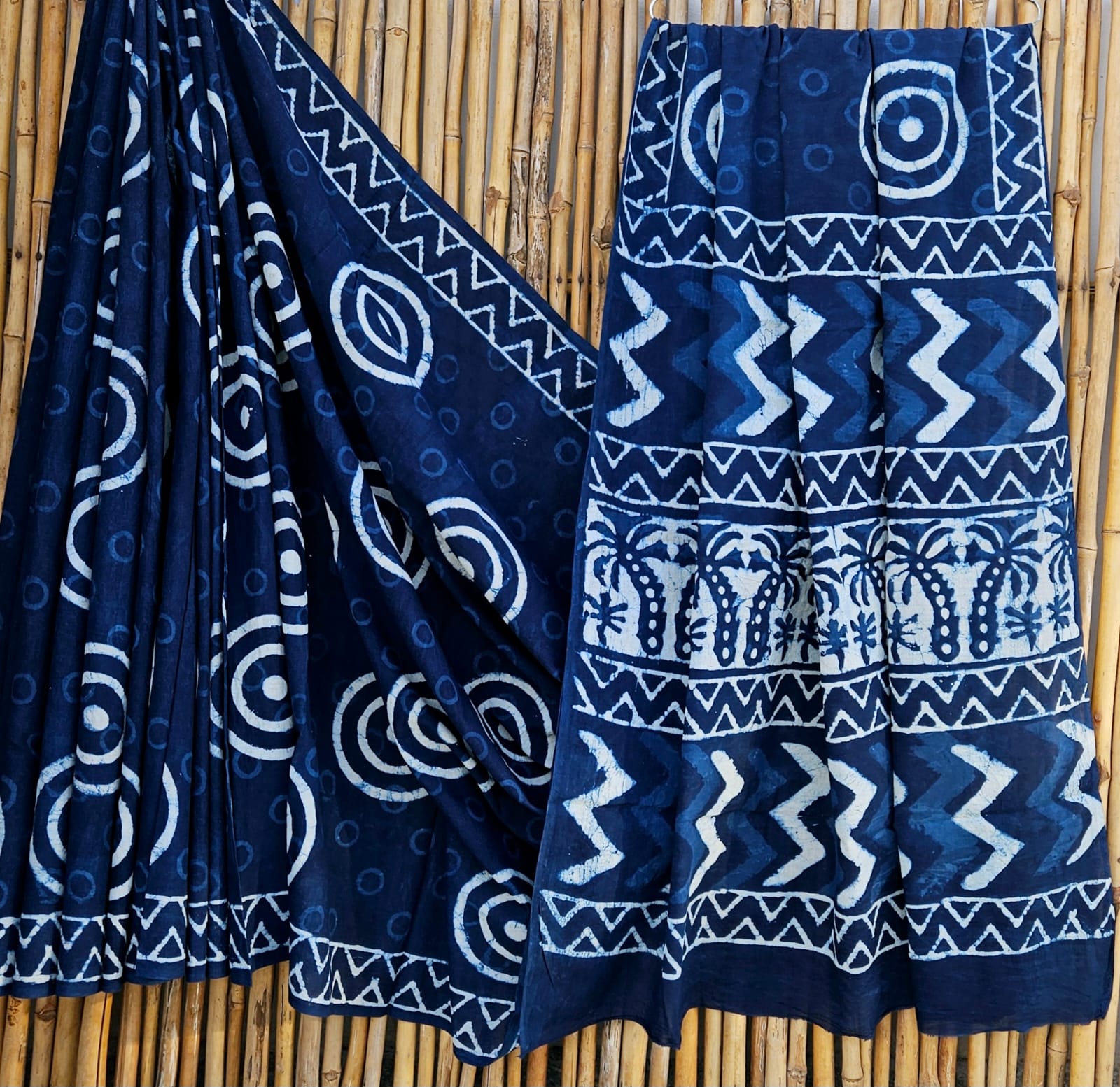 Pure Cotton Handblock Print Mulmul Saree – Naturally Dyed Bagru Print