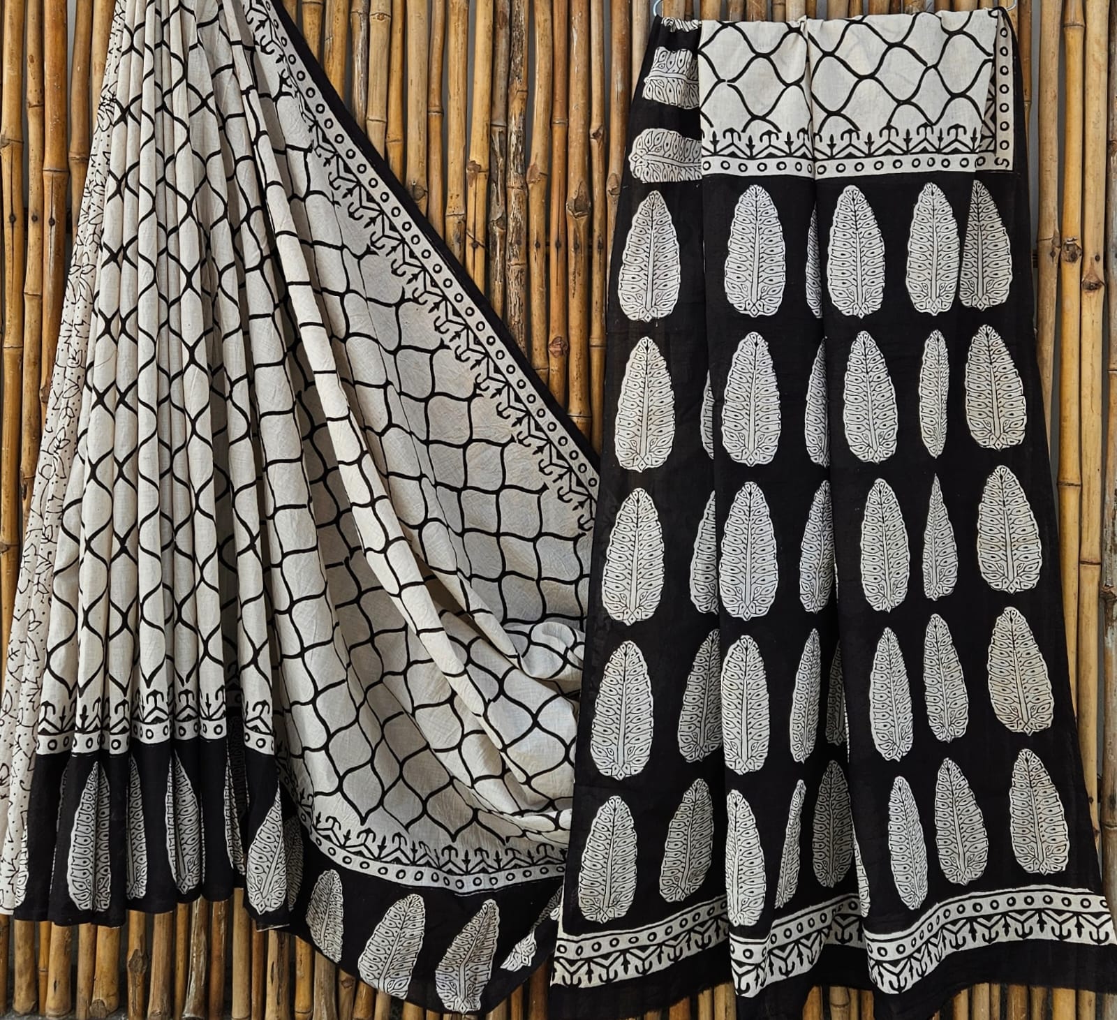 Pure Cotton Handblock Print Mulmul Saree – Naturally Dyed Bagru Print