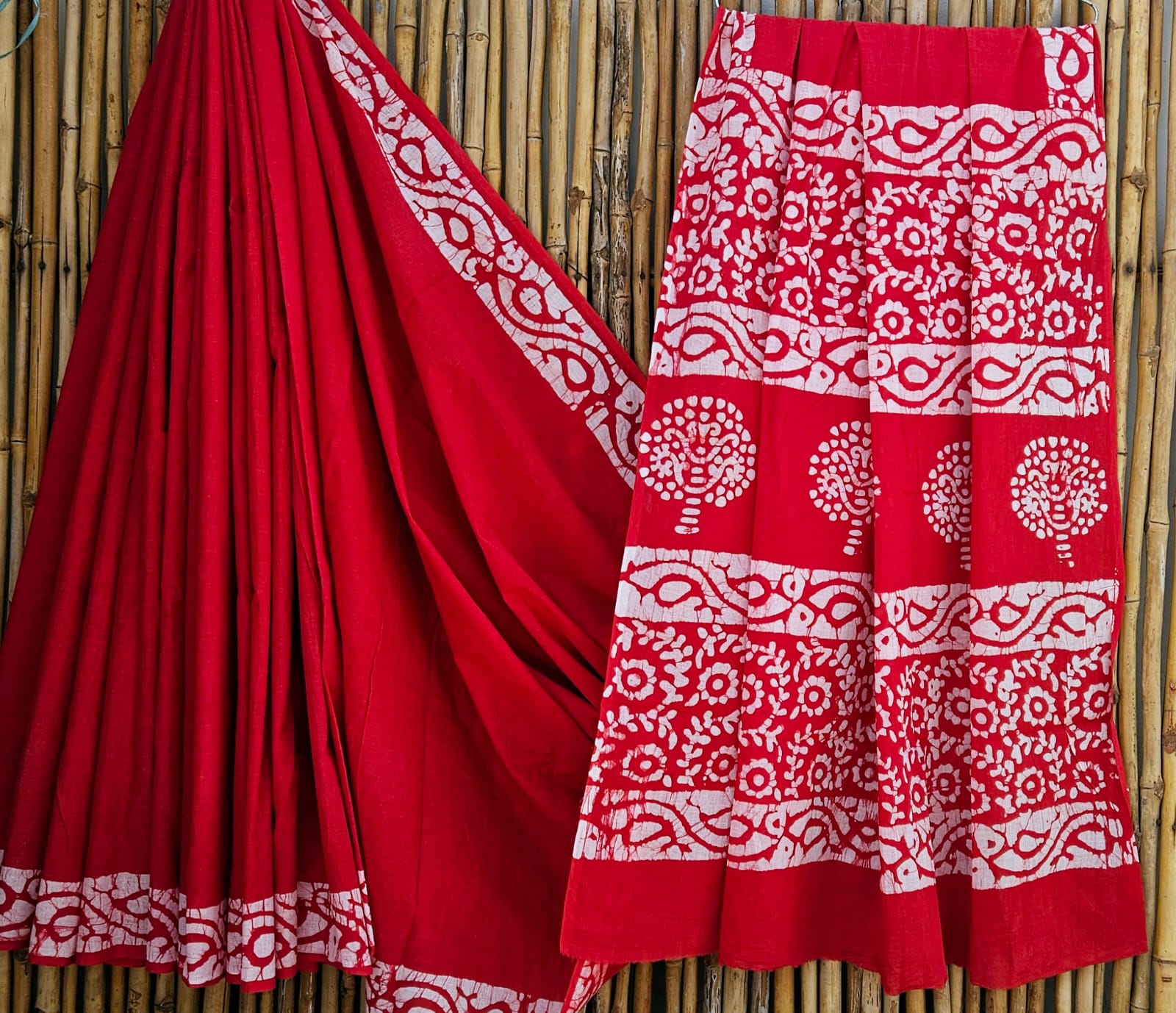 Pure Cotton Handblock Print Mulmul Saree – Naturally Dyed Bagru Print