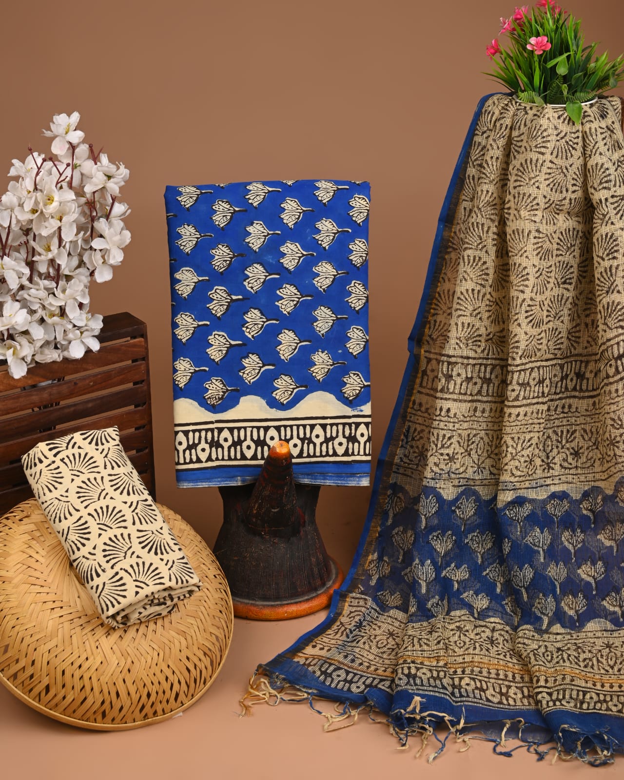 Cotton Salwar Suit Set With Kota Doriya Duppatta