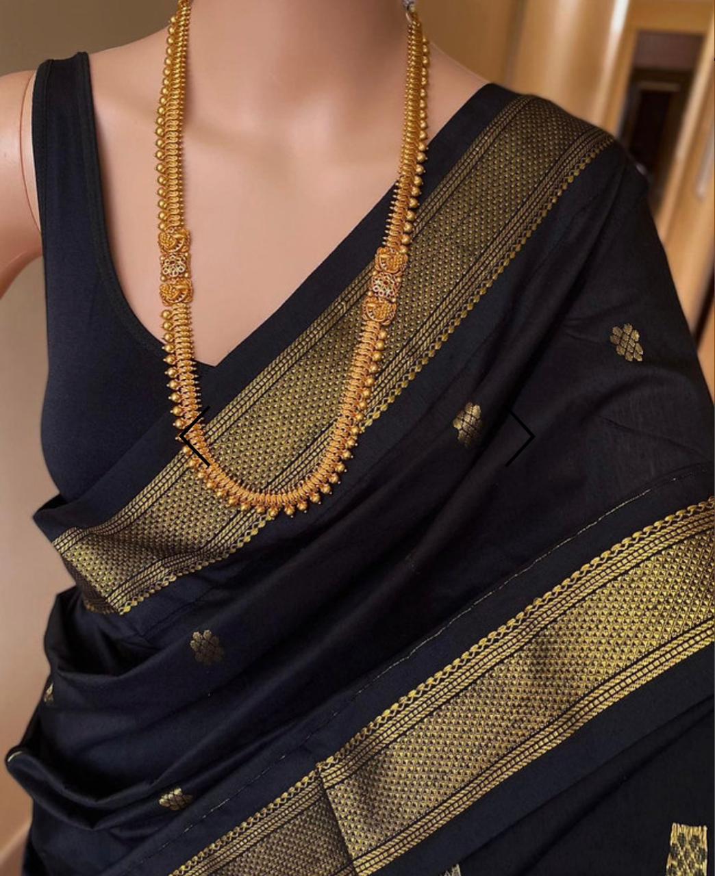 Gadwal Style Kalyani Cotton Saree With Contrast Blouse Piece