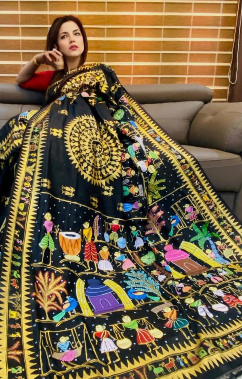 Exclusive Saura Painting Pattachitra Saree - Pure Silk with Traditional Tribal Motifs