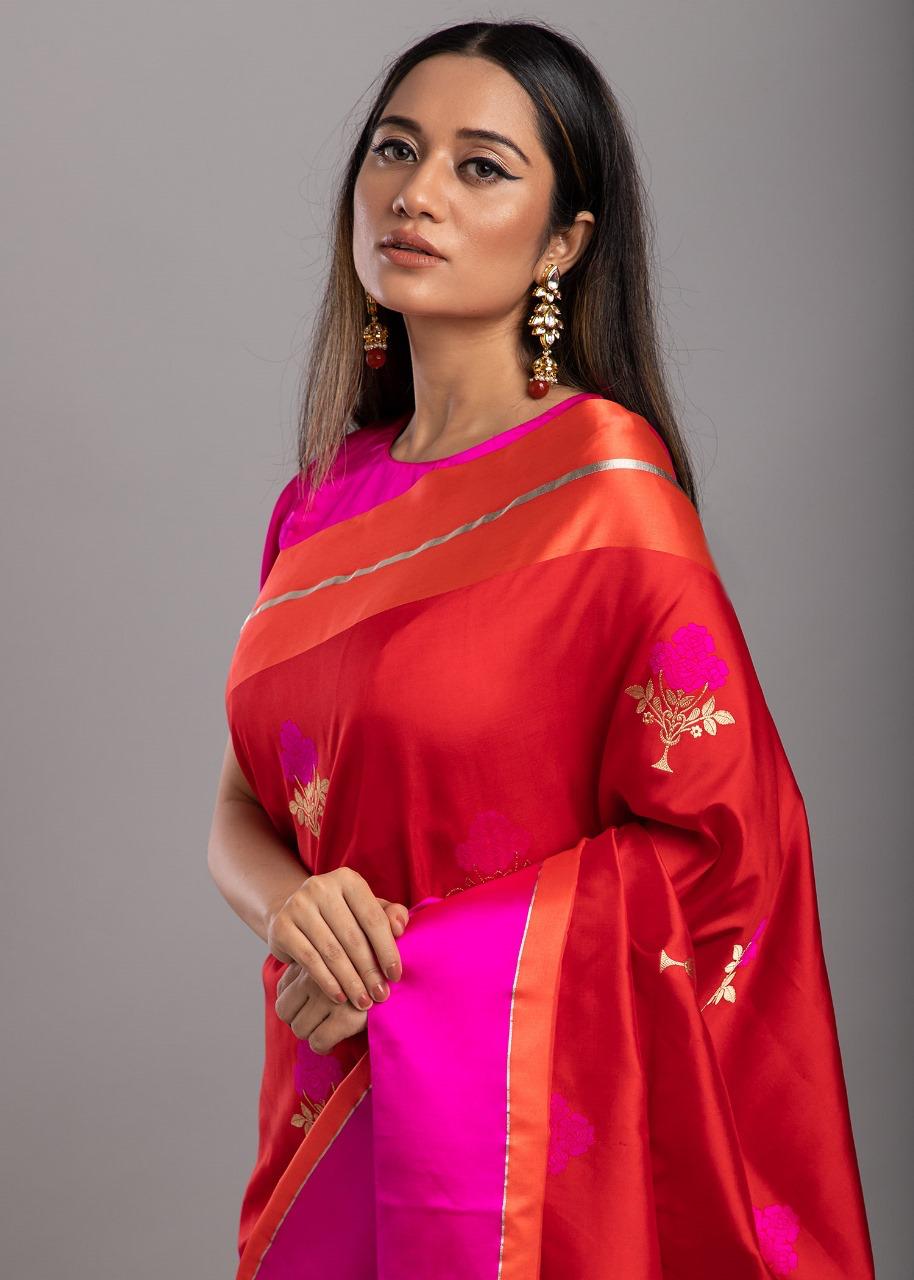 Authentic Handloom Red Chanderi Silk Saree for Wedding