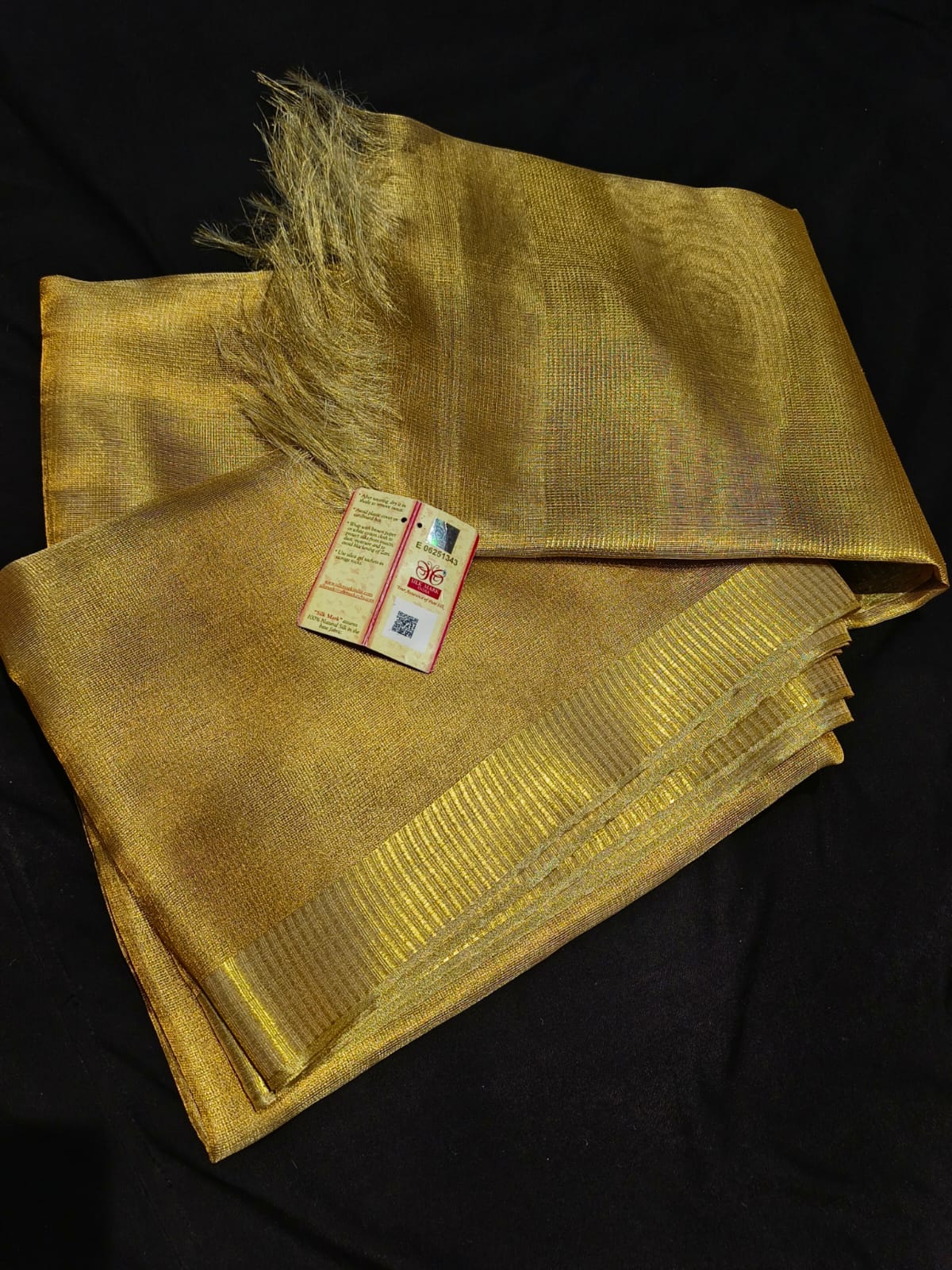 Pure Tussar Tissue Golden Color Saree with Blouse Piece