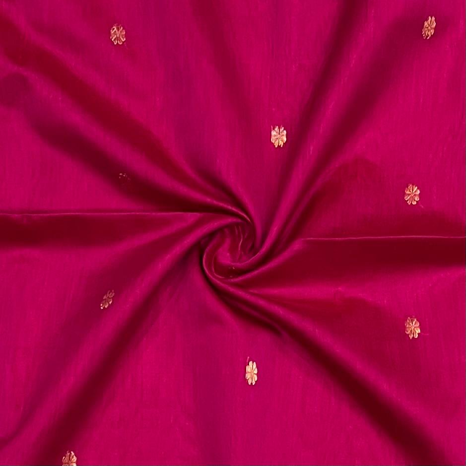 Maheshwari Handloom Silk Cotton Saree with Lotus Zari Pallu