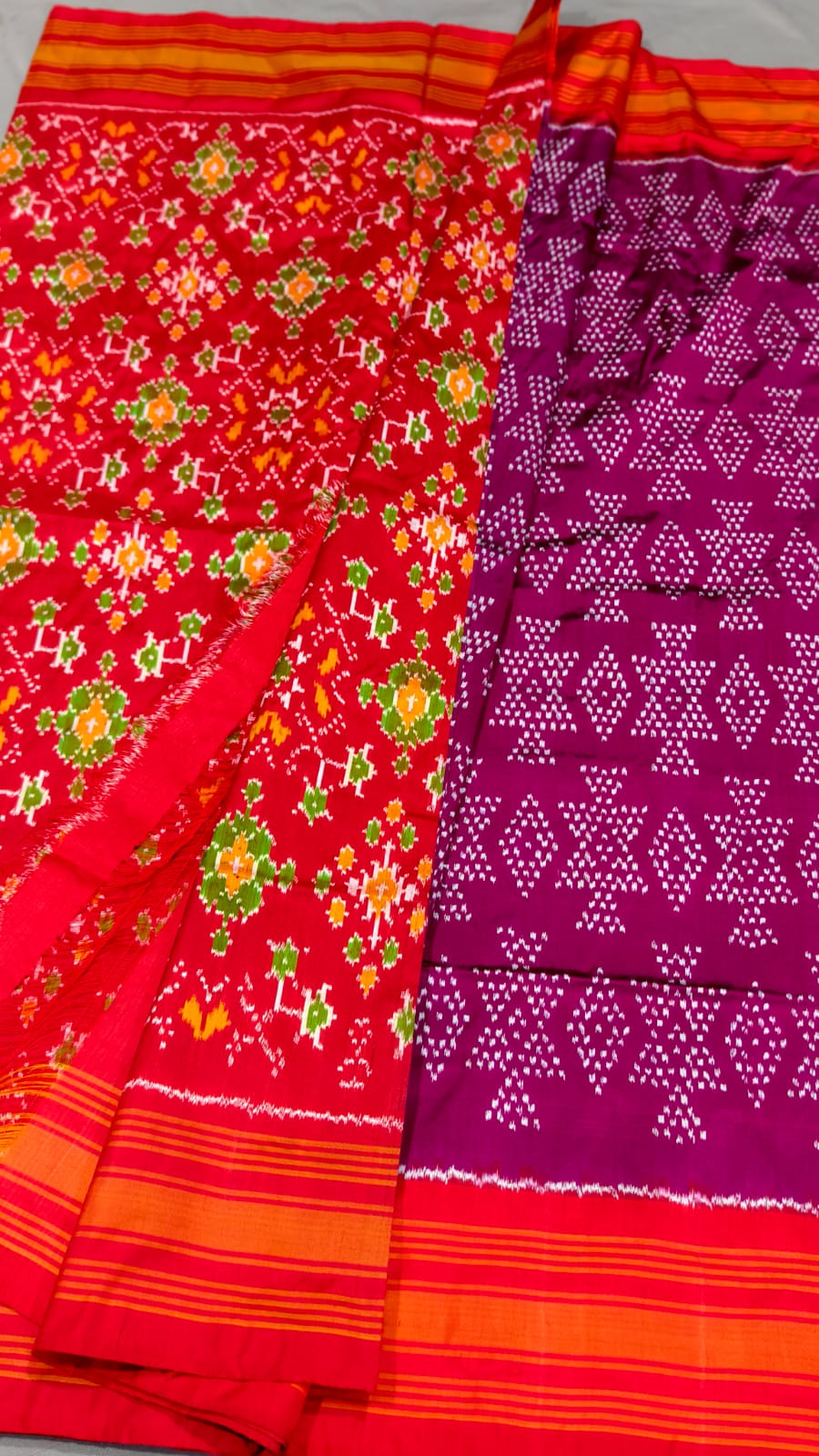 Exclusive Twill Ikkat Silk Saree with Blouse - Double Weaving Pattu Saree
