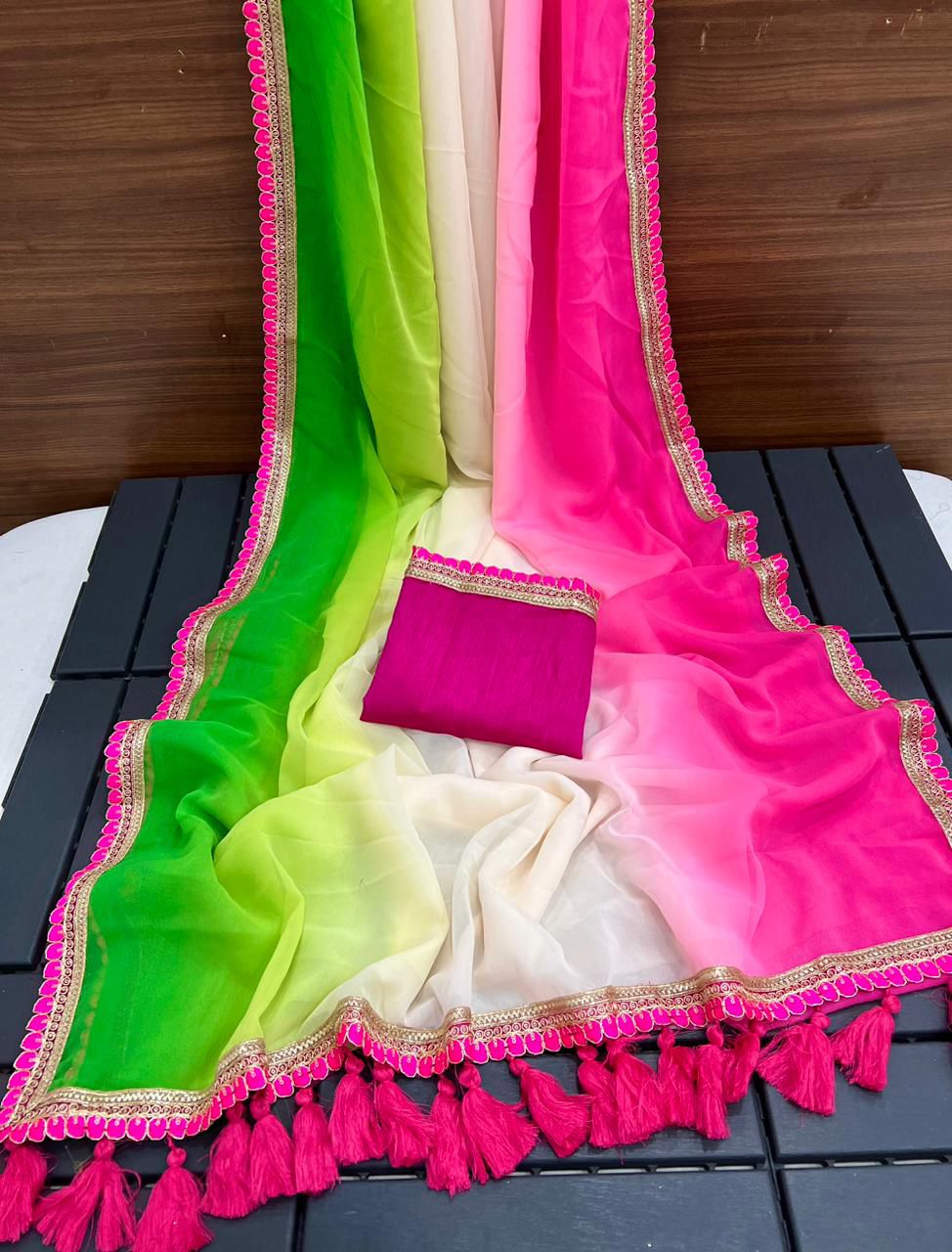 Vibrant Ombre Georgette Party Wear Saree