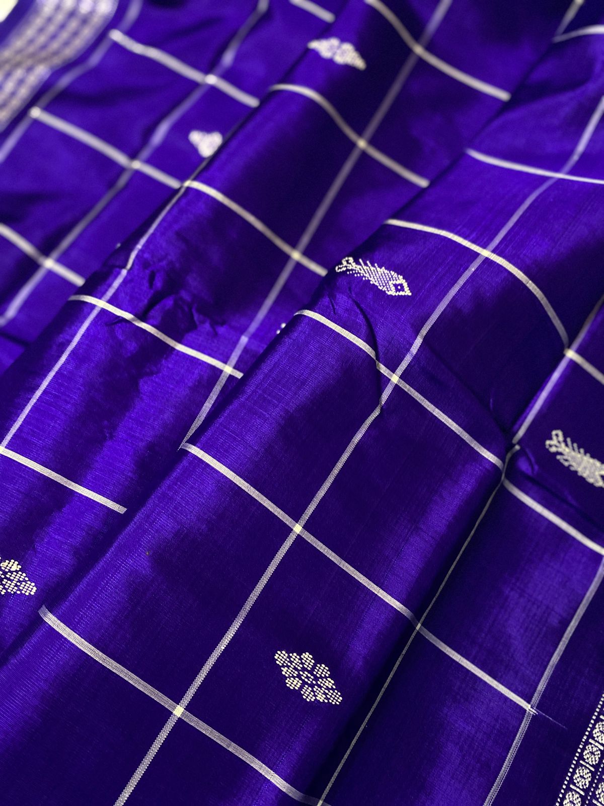 Royal Blue Authentic Berhampuri Silk Double Aanchal Saree