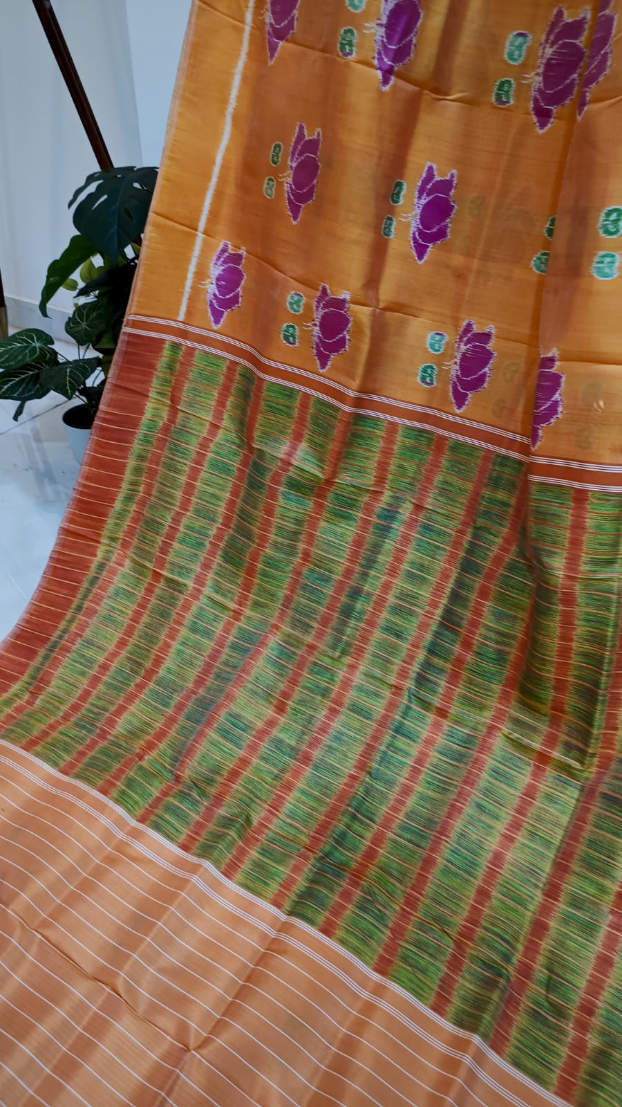 Exclusive Yellow Color Khandua Mulberry Silk Lotus Motif Saree