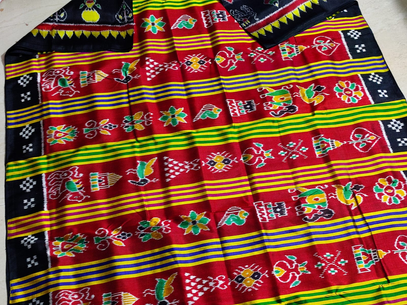 Navakothi Mulberry Silk Multicolor Pallu Saree