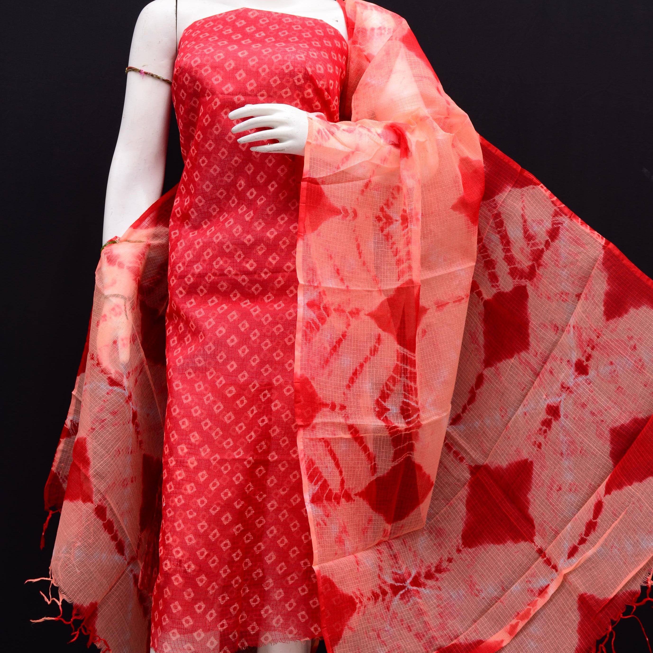 Pure Cotton Kota Doria Bandhej Shibori Salwar Suit