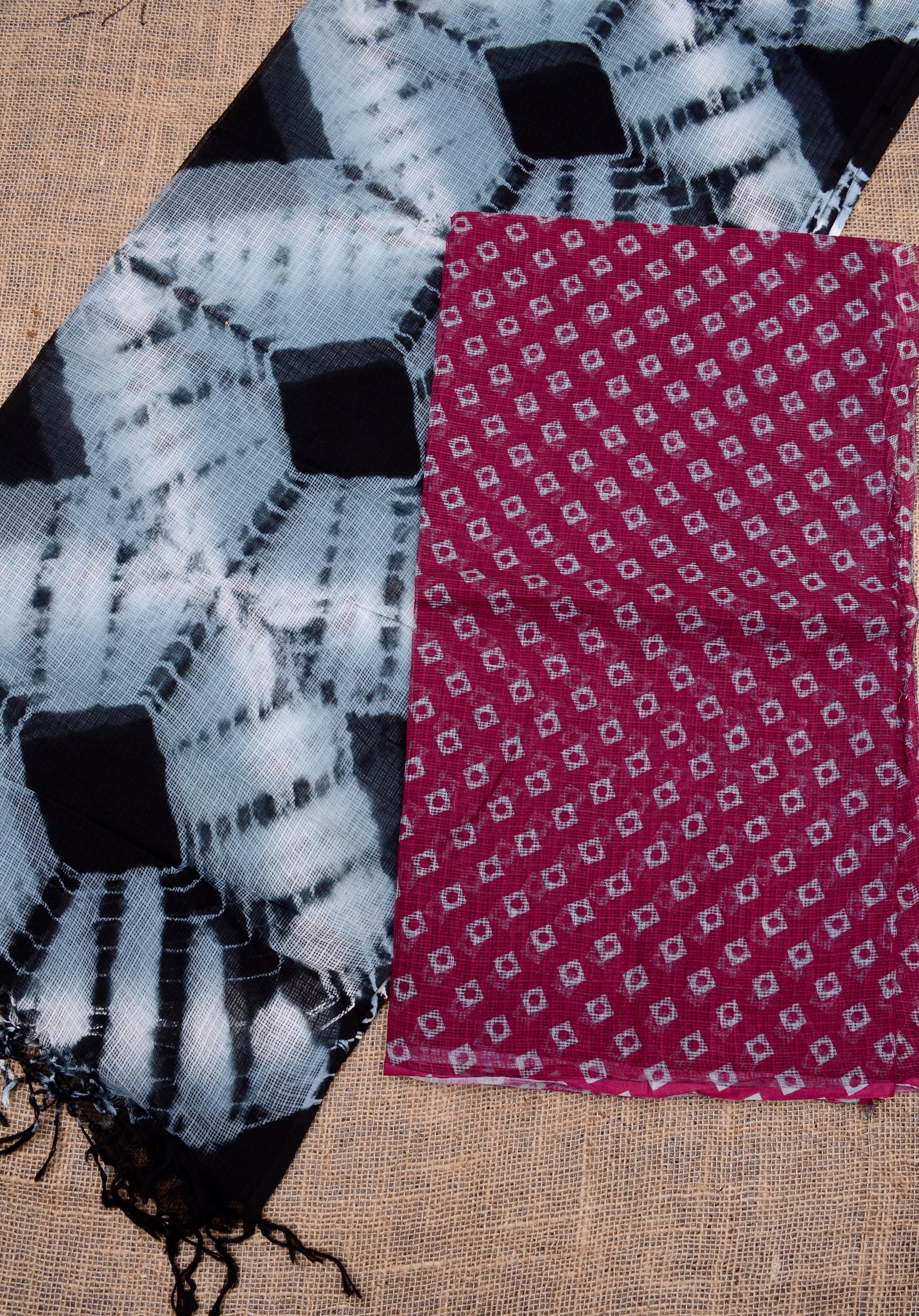 Pure Cotton Kota Doria Bandhej Shibori Salwar Suit