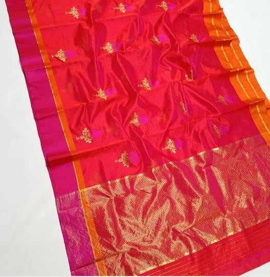 Authentic Handloom Red Chanderi Silk Saree for Wedding