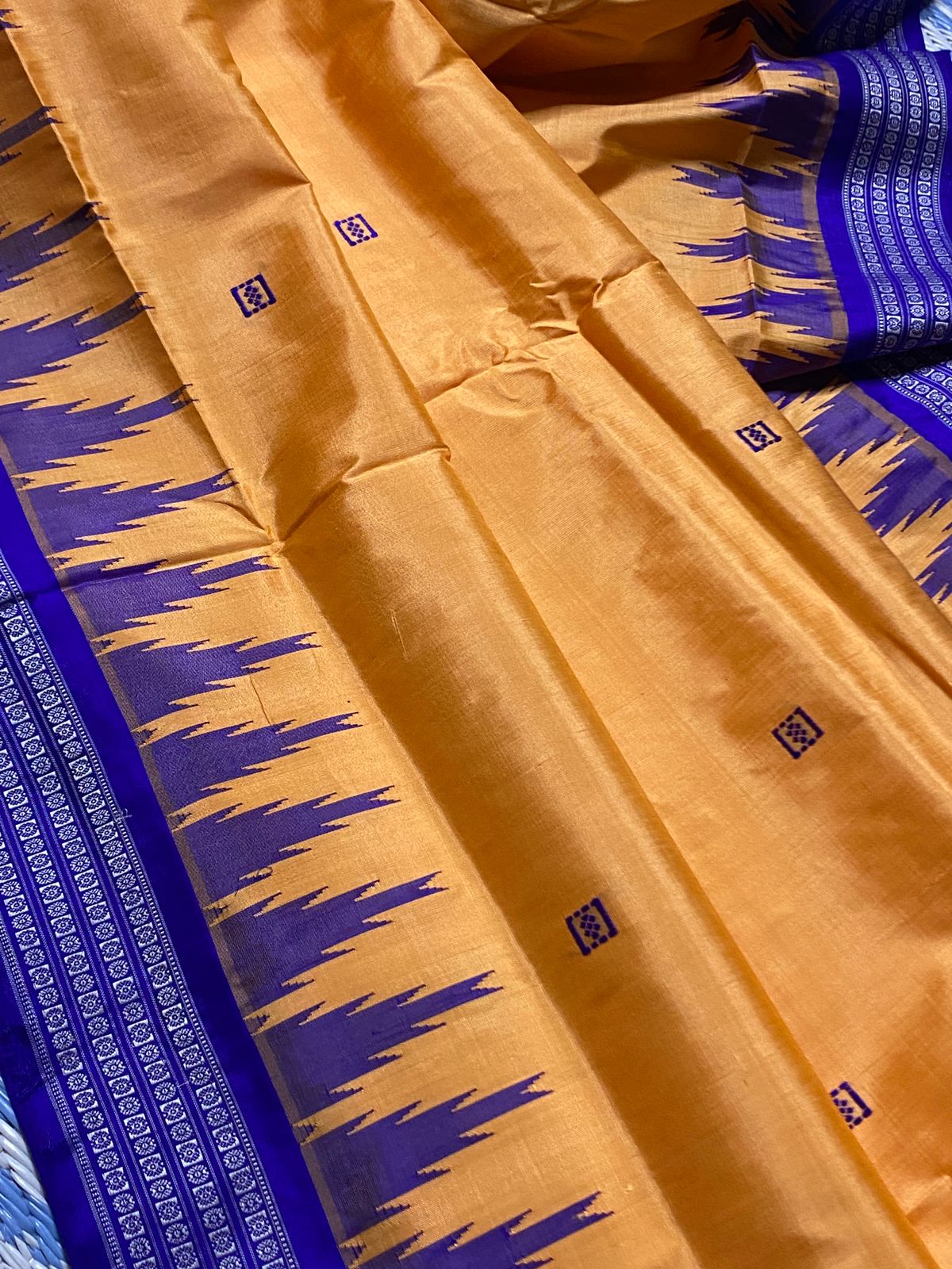 Pastel Orange Berhampuri Silk Saree