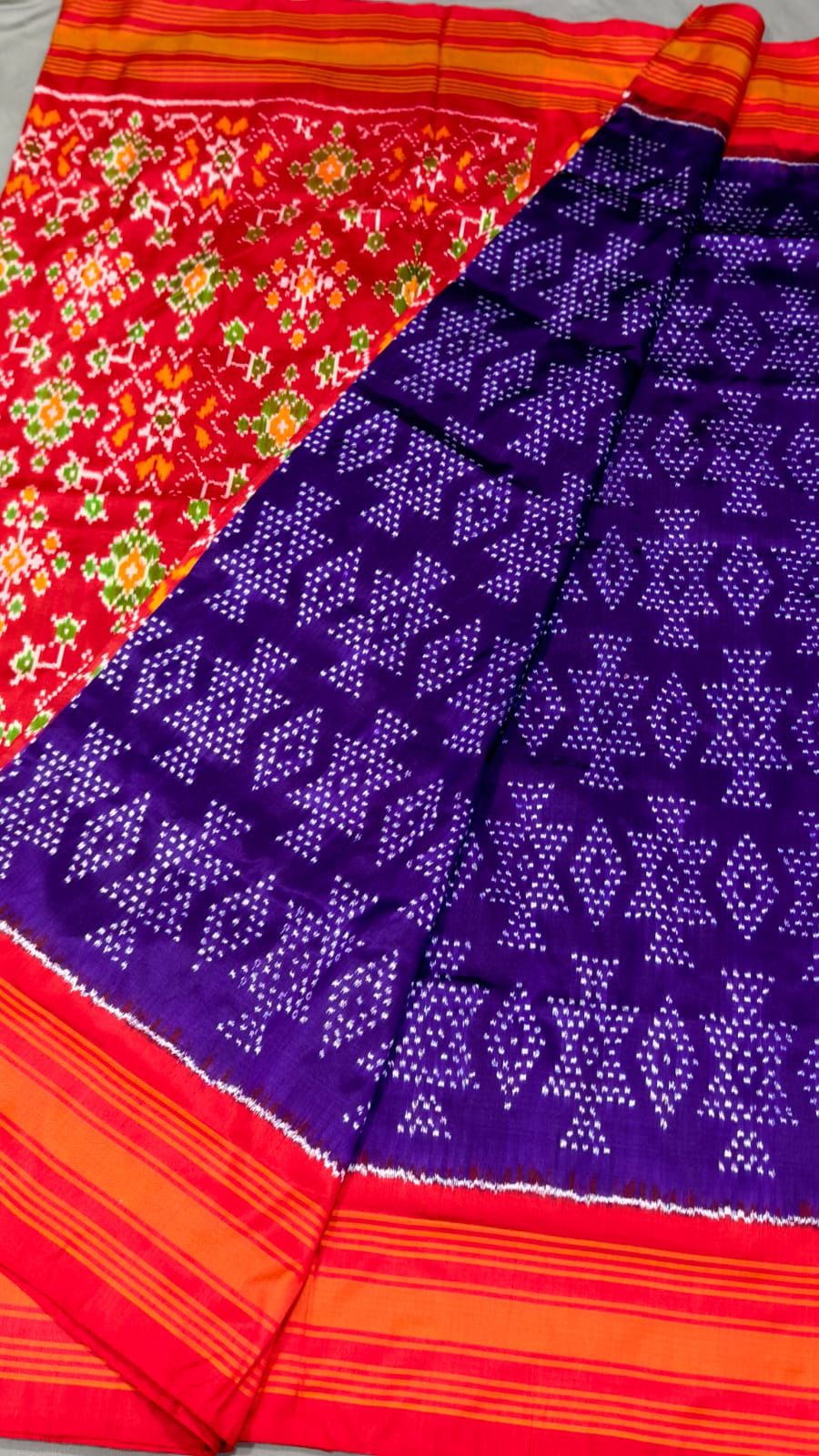 Exclusive Twill Ikkat Silk Saree with Blouse - Double Weaving Pattu Saree